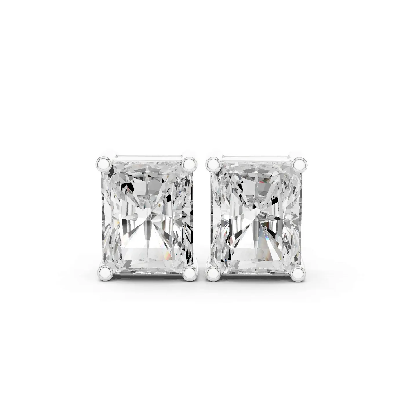 Boucles d'oreilles Puces Tournesol 3,50 ct en or blanc 18 carats, diamant radiant, vue 1