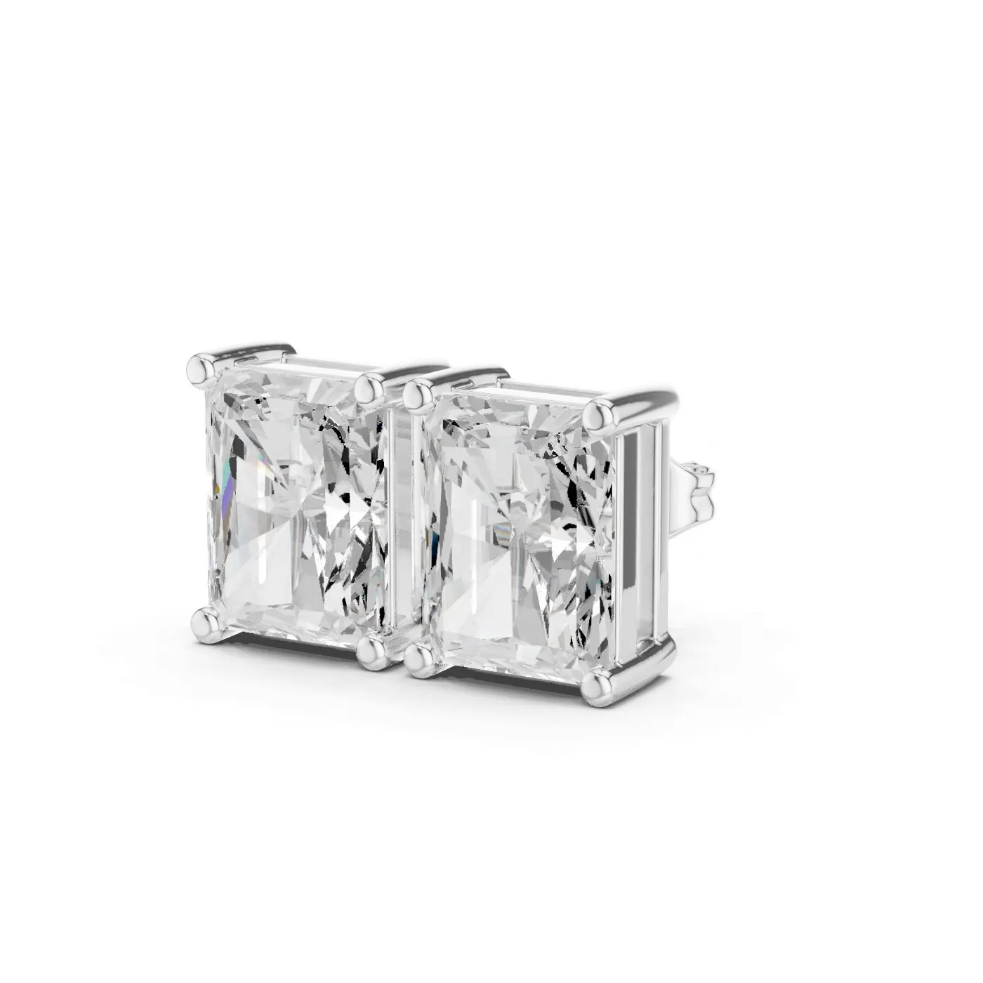 Boucles d'oreilles Puces Tournesol 3,50 ct en or blanc 18 carats, diamant radiant, vue 2