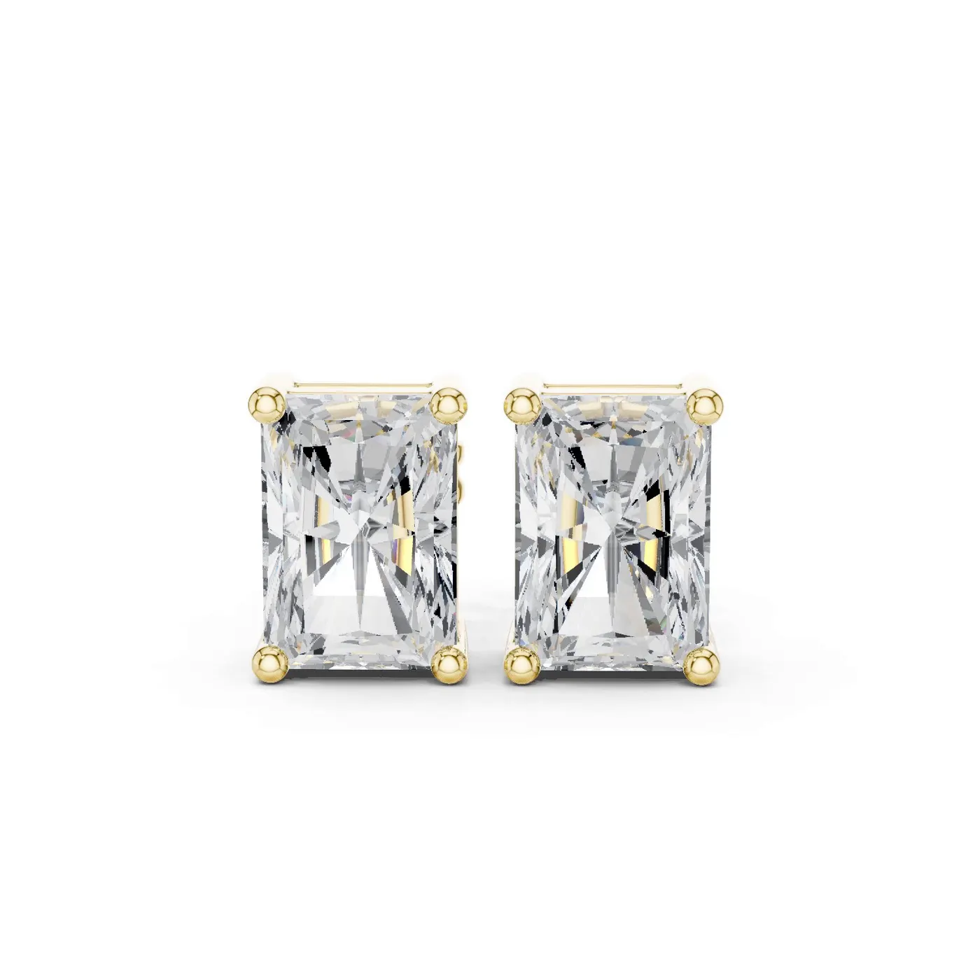 Boucles d'oreilles Puces Tournesol 0,75 ct en or jaune 18 carats, diamant radiant, vue 1