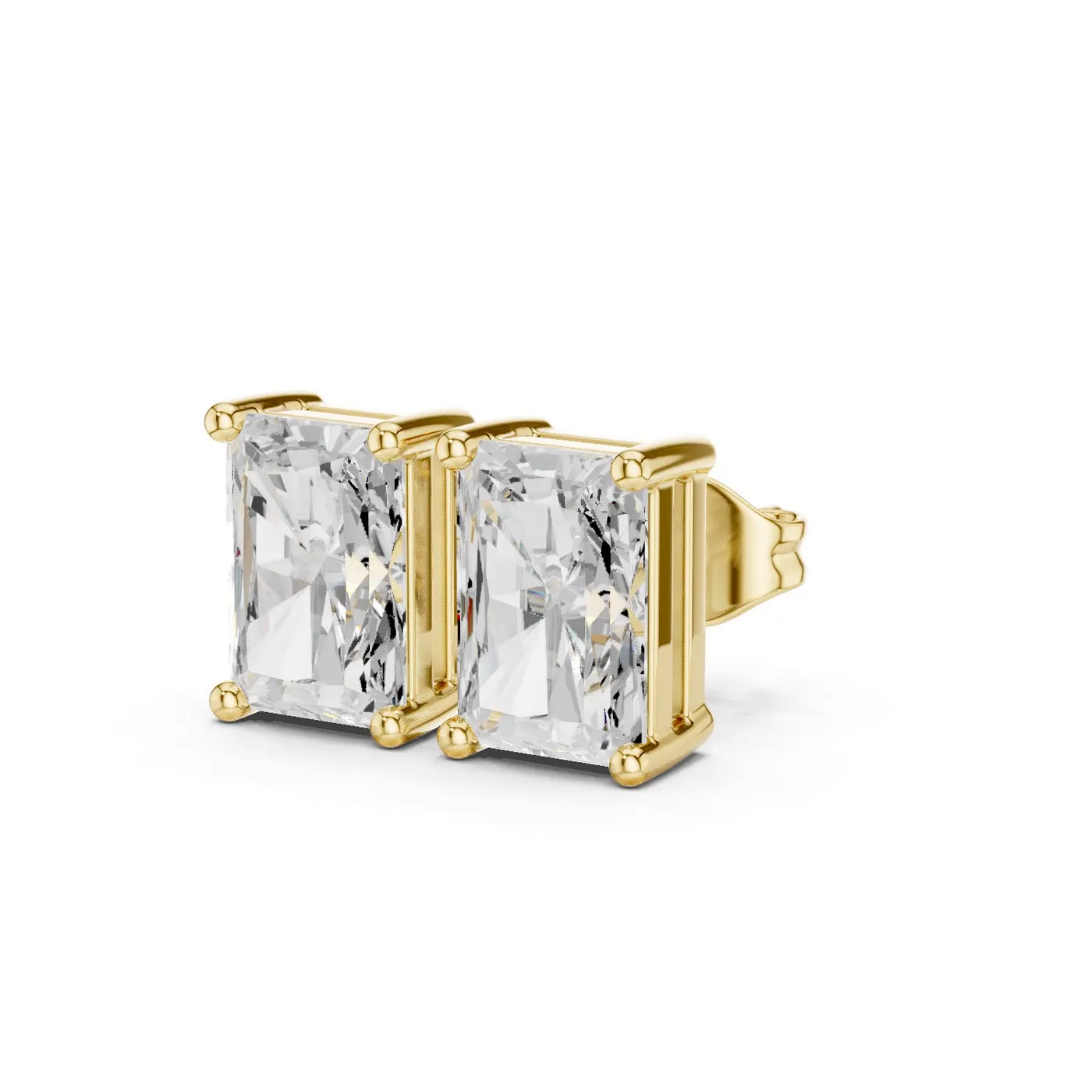 Boucles d'oreilles Puces Tournesol 0,75 ct en or jaune 18 carats, diamant radiant, vue 2