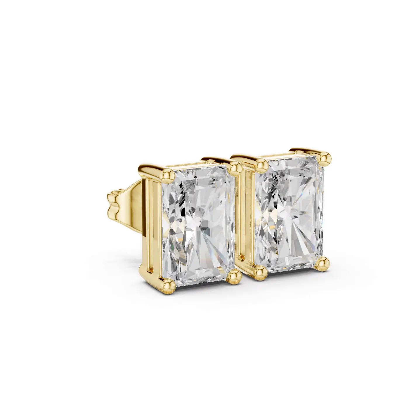 Boucles d'oreilles Puces Tournesol 0,75 ct en or jaune 18 carats, diamant radiant, vue 3