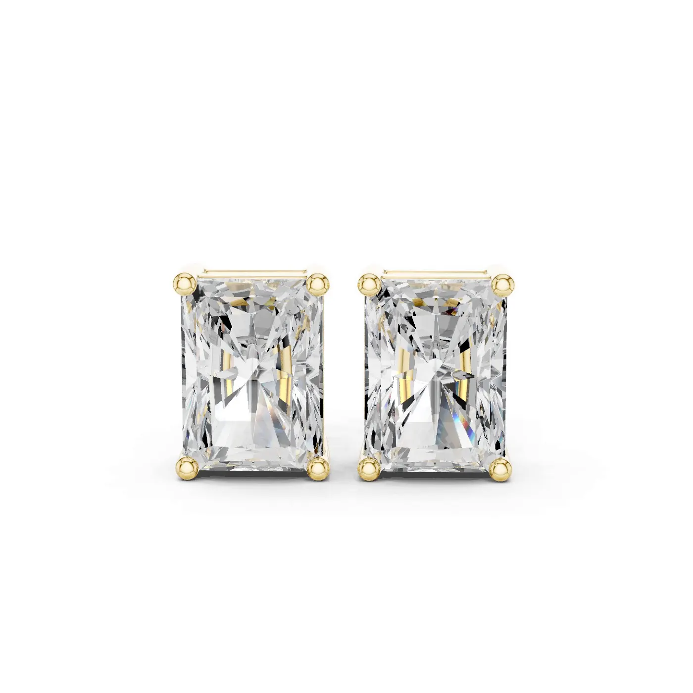Boucles d'oreilles Puces Tournesol 1,00 ct en or jaune 18 carats, diamant radiant, vue 1