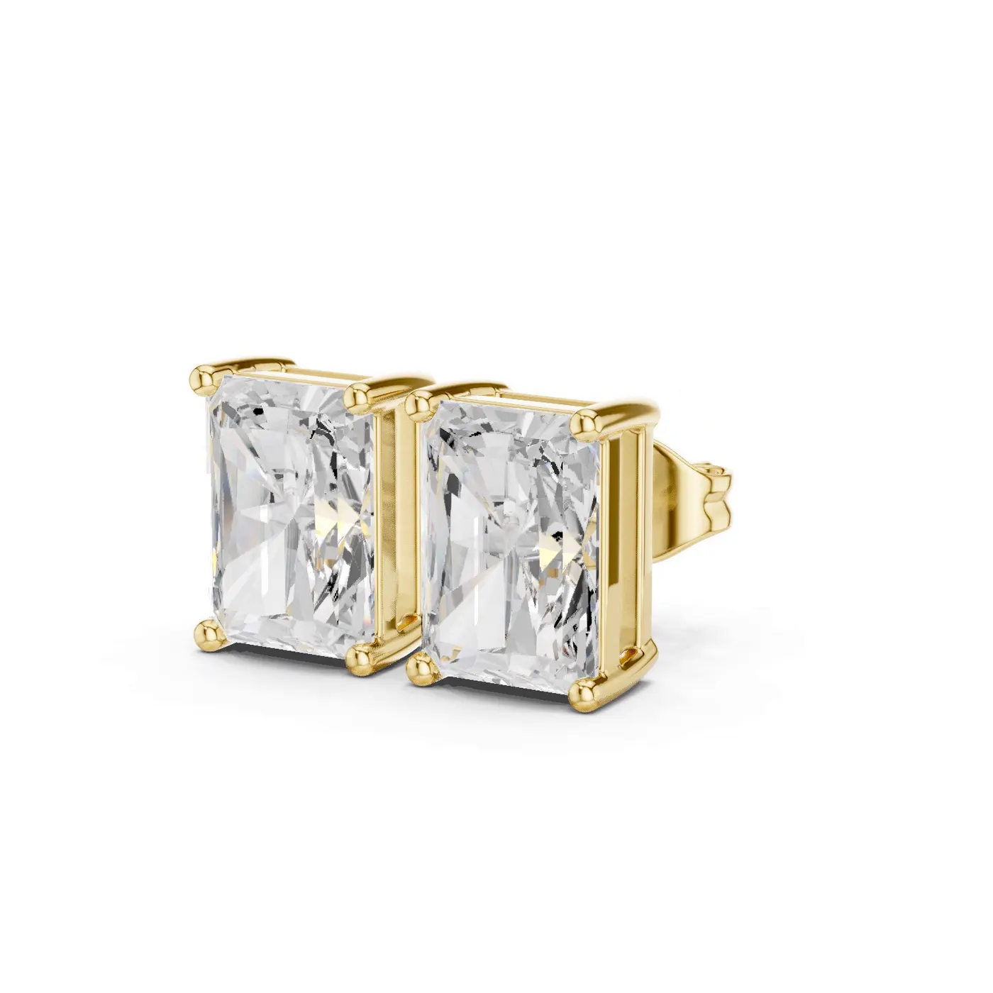 Boucles d'oreilles Puces Tournesol 1,00 ct en or jaune 18 carats, diamant radiant, vue 2