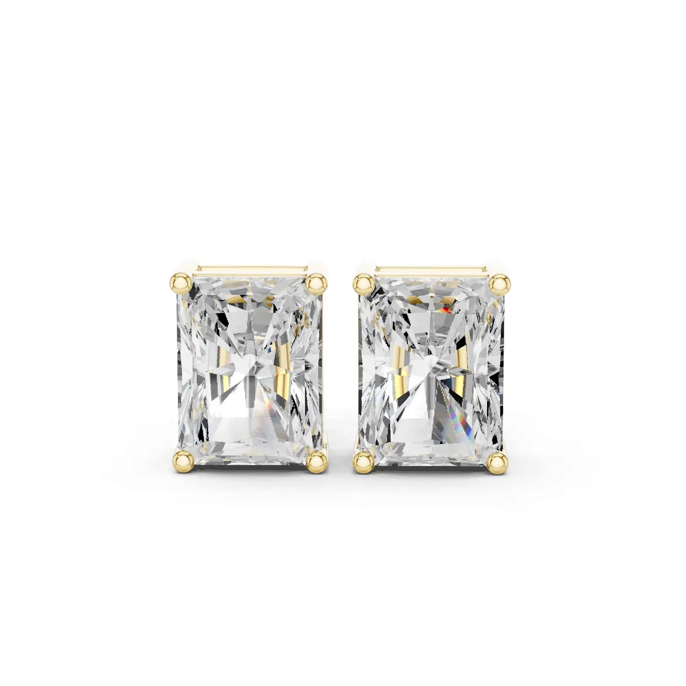 Boucles d'oreilles Puces Tournesol 2,00 ct en or jaune 18 carats, diamant radiant, vue 1
