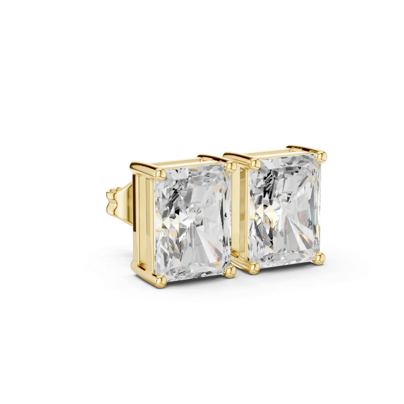 Boucles d'oreilles Puces Tournesol 2,00 ct en or jaune 18 carats, diamant radiant, vue 3
