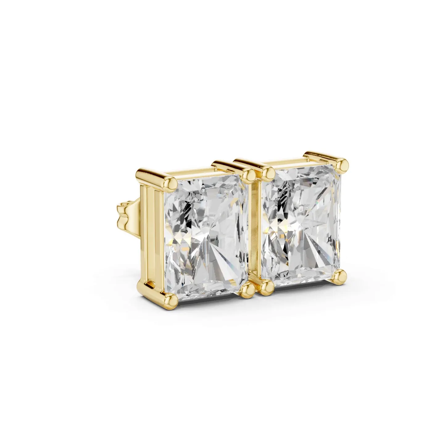 Boucles d'oreilles Puces Tournesol 2,50 ct en or jaune 18 carats, diamant radiant, vue 3