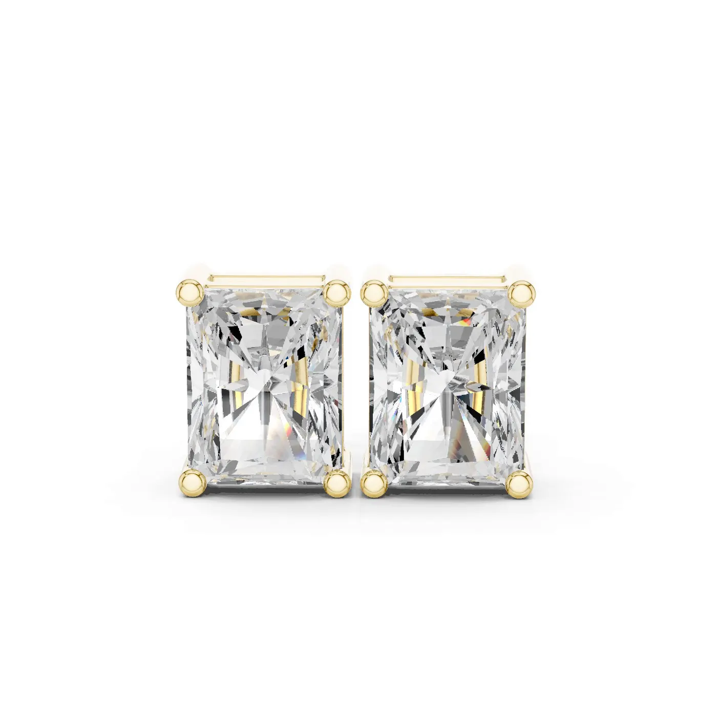 Boucles d'oreilles Puces Tournesol 3,00 ct en or jaune 18 carats, diamant radiant, vue 1