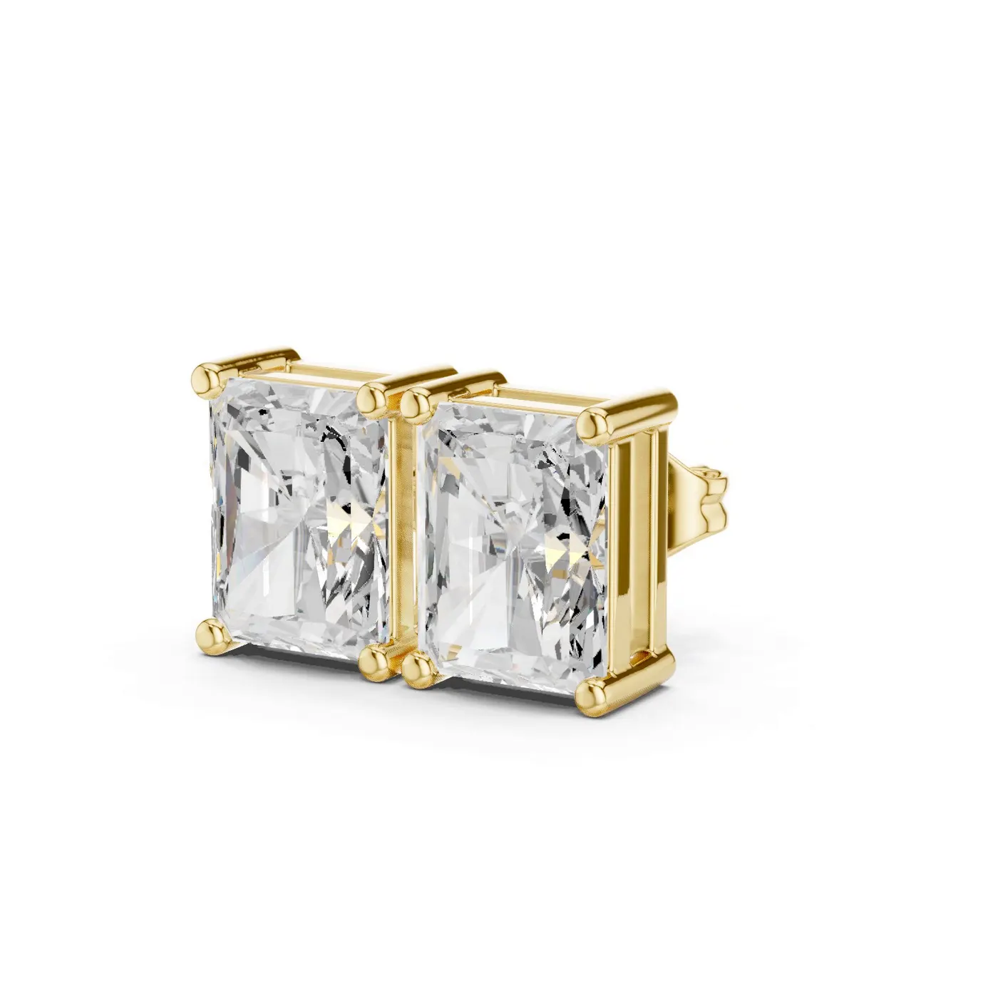 Boucles d'oreilles Puces Tournesol 3,00 ct en or jaune 18 carats, diamant radiant, vue 2