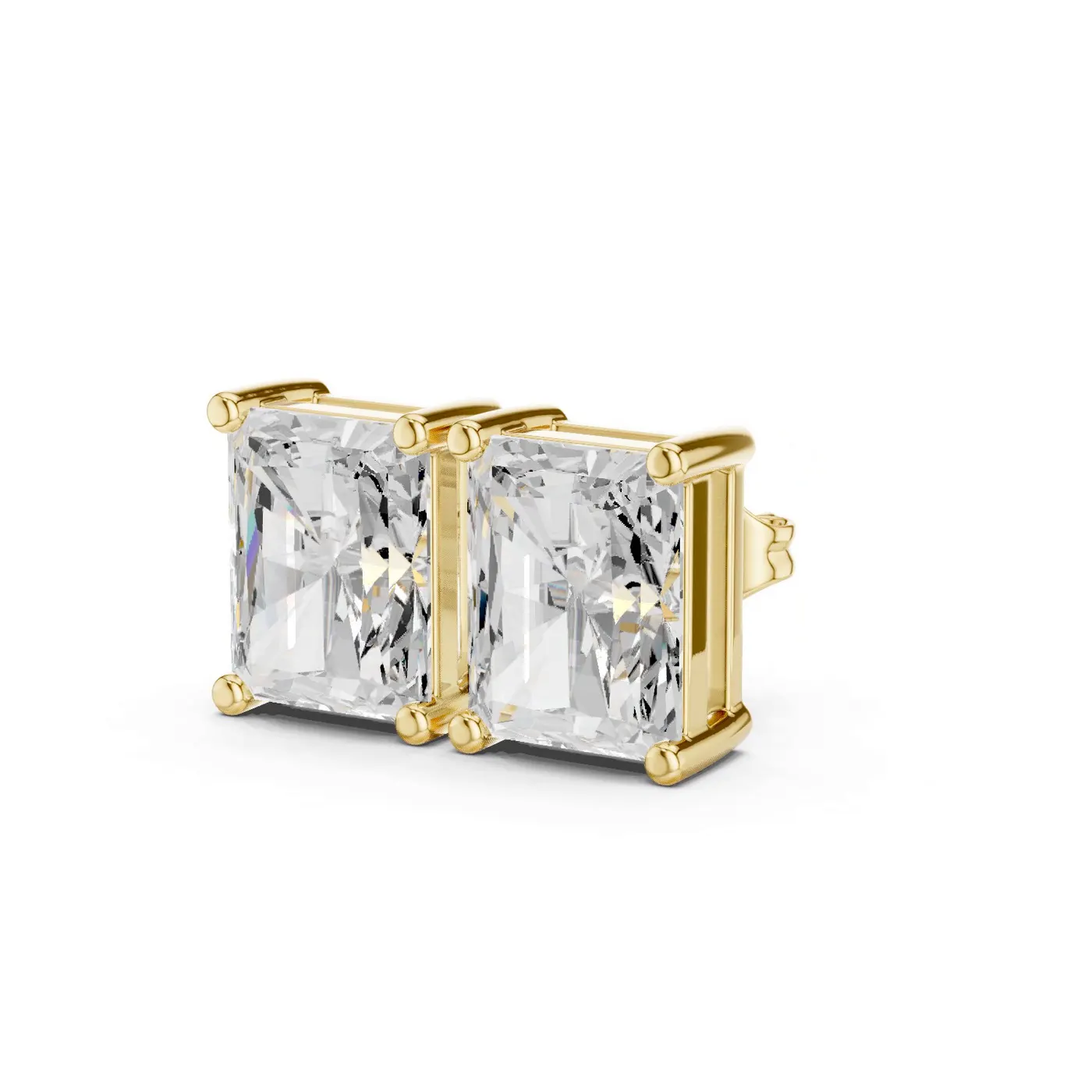 Boucles d'oreilles Puces Tournesol 3,25 ct en or jaune 18 carats, diamant radiant, vue 2