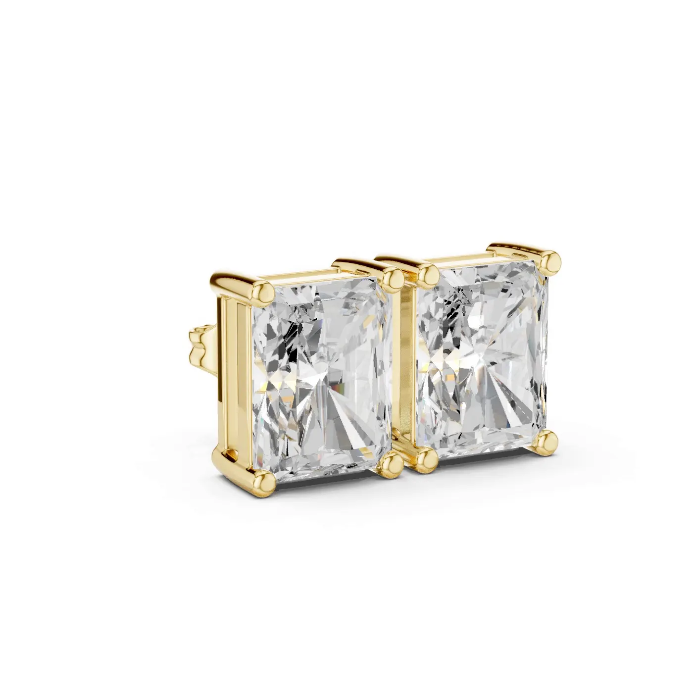 Boucles d'oreilles Puces Tournesol 3,25 ct en or jaune 18 carats, diamant radiant, vue 3