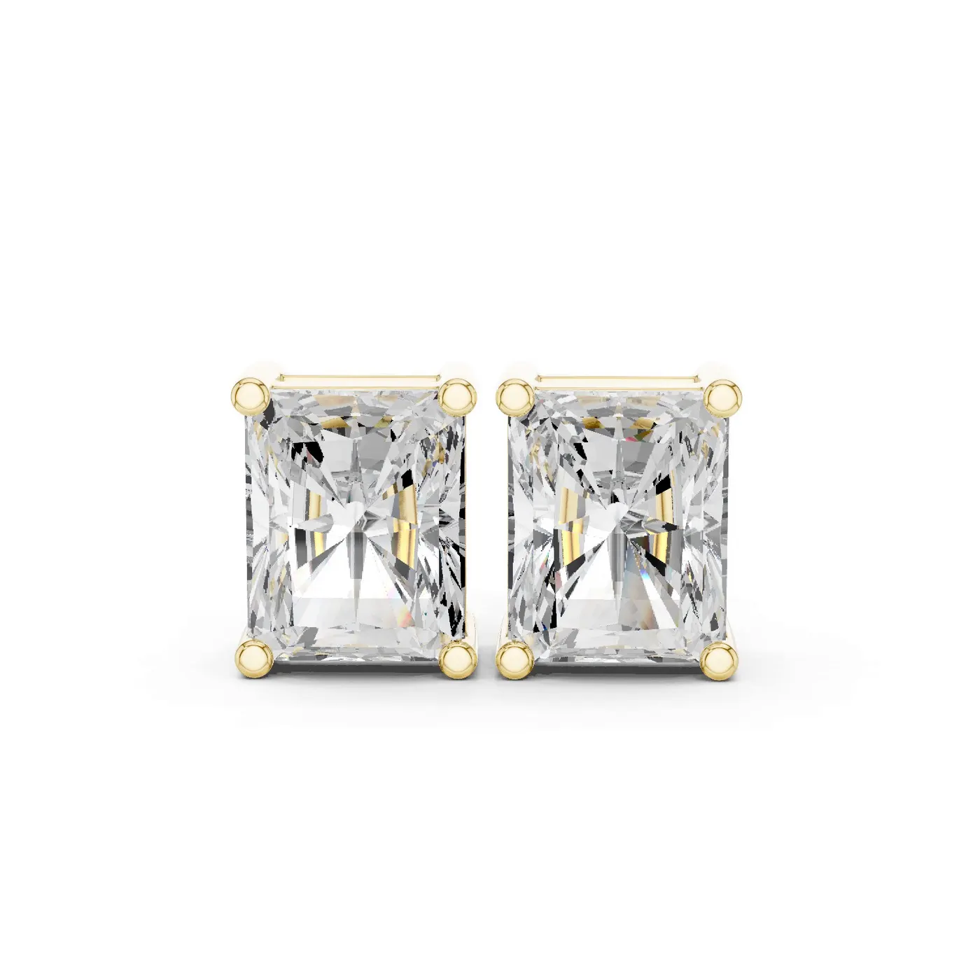 Boucles d'oreilles Puces Tournesol 3,50 ct en or jaune 18 carats, diamant radiant, vue 1