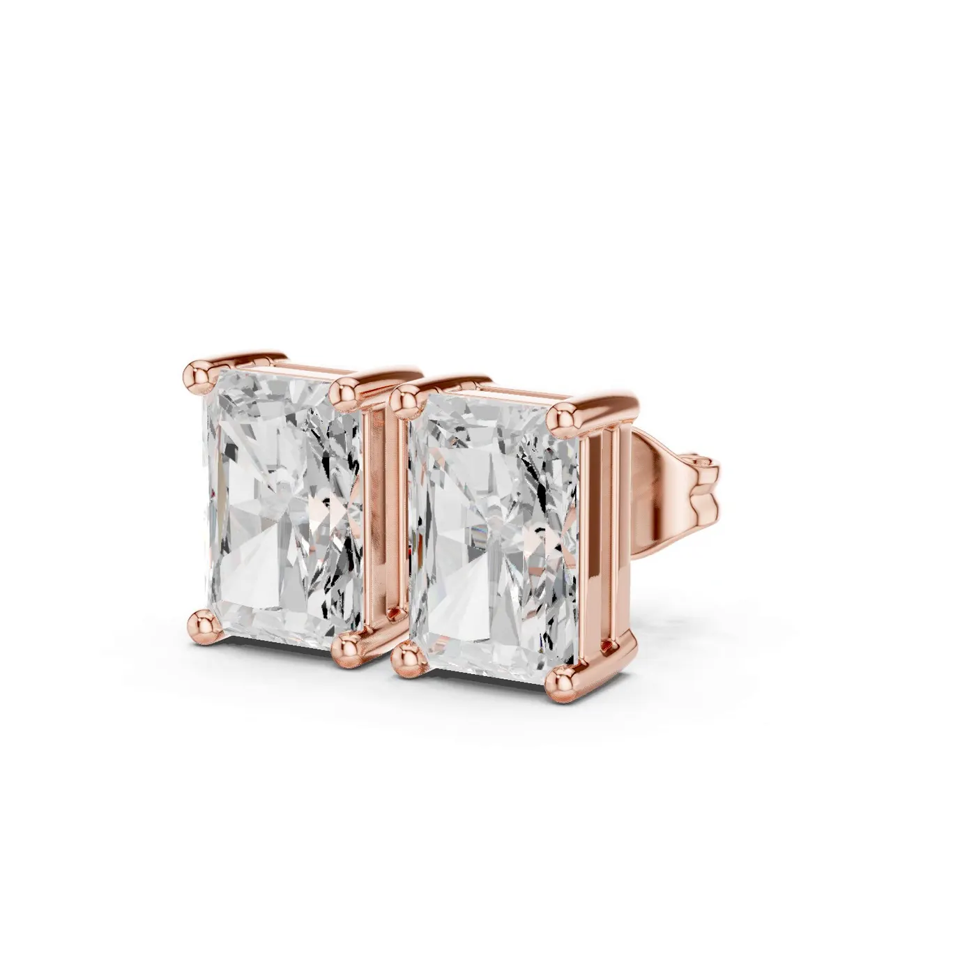 Boucles d'oreilles Puces Tournesol 0,50 ct en or rose 18 carats, diamant radiant, vue 2
