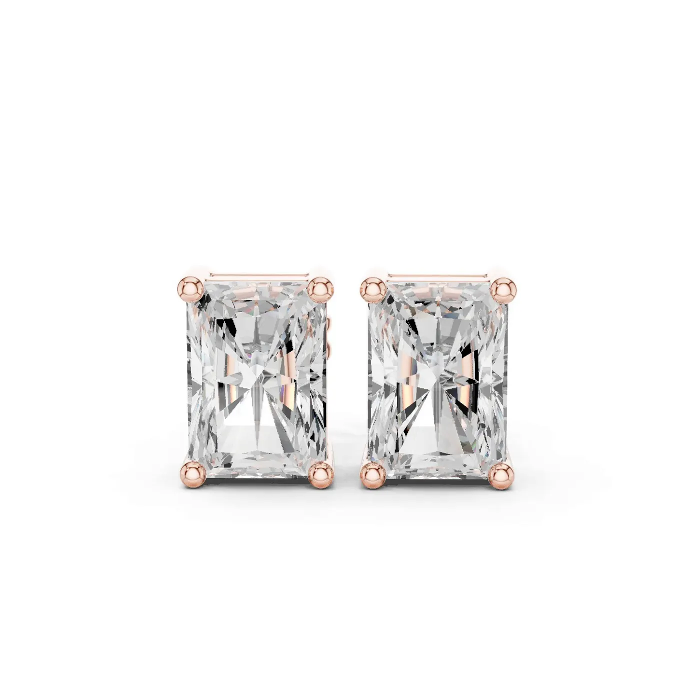 Boucles d'oreilles Puces Tournesol 0,75 ct en or rose 18 carats, diamant radiant, vue 1