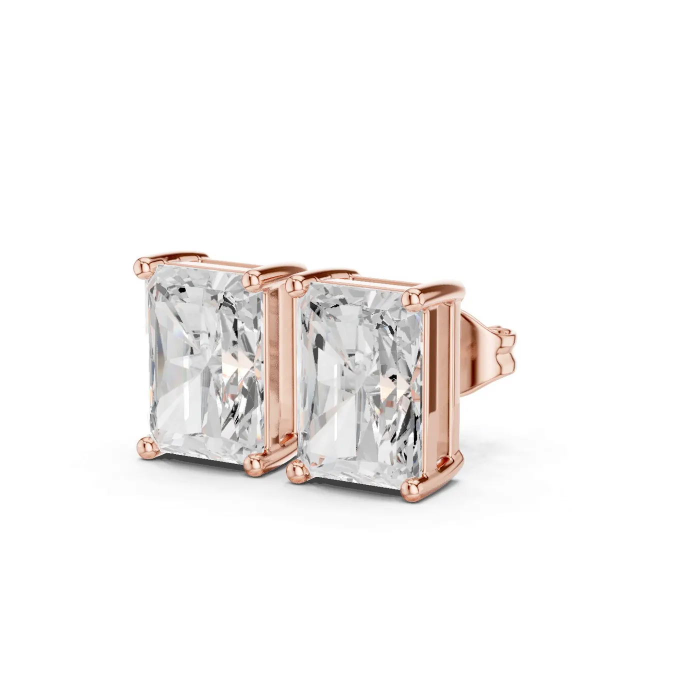 Boucles d'oreilles Puces Tournesol 1,25 ct en or rose 18 carats, diamant radiant, vue 2