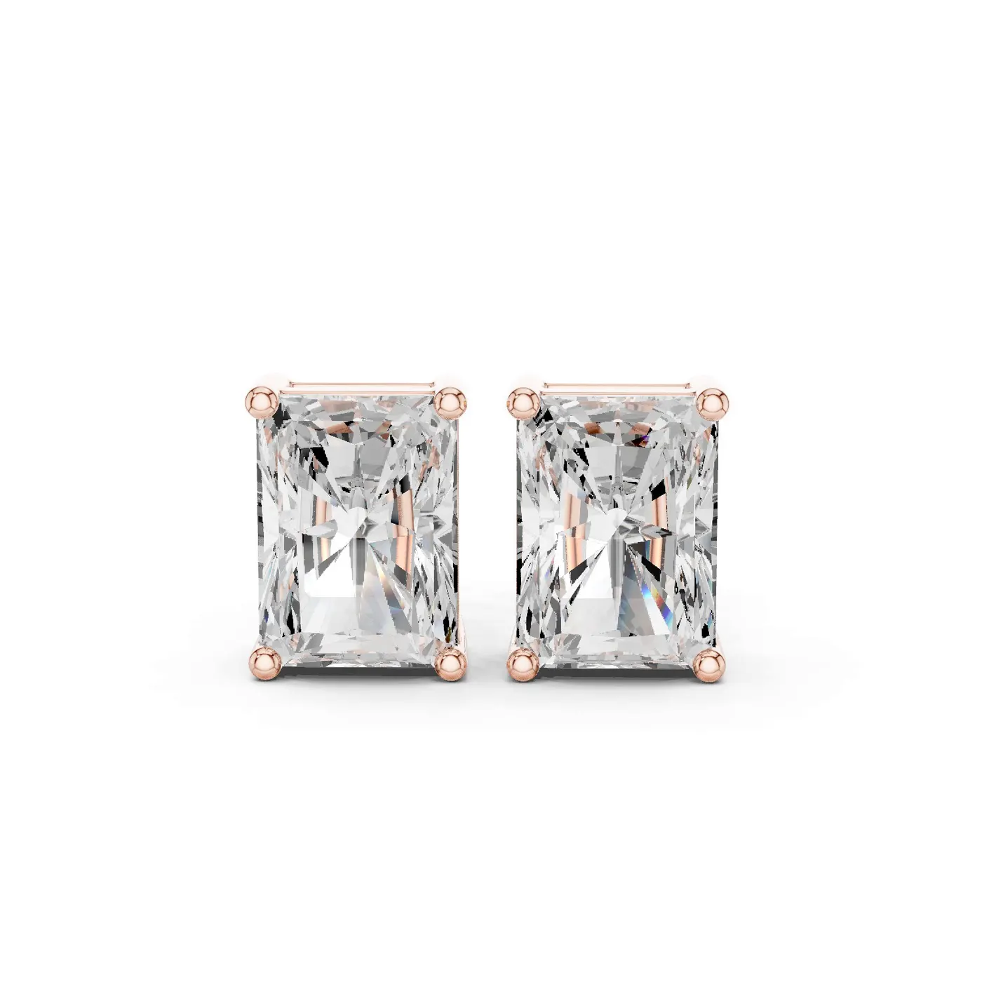 Boucles d'oreilles Puces Tournesol 1,50 ct en or rose 18 carats, diamant radiant, vue 1