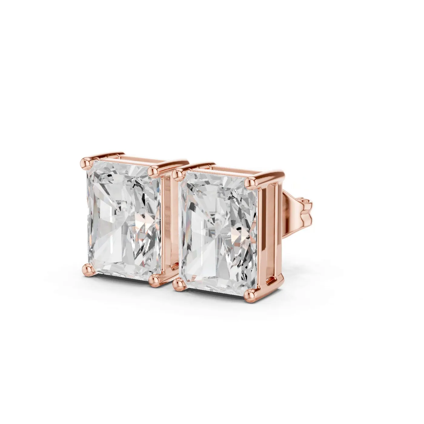 Boucles d'oreilles Puces Tournesol 1,75 ct en or rose 18 carats, diamant radiant, vue 2