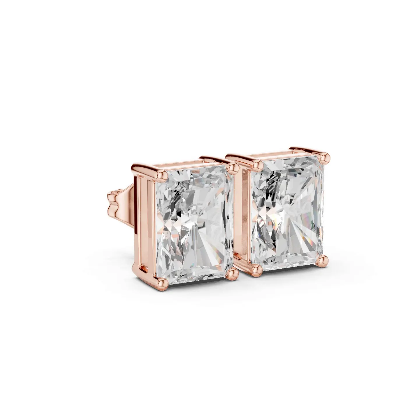 Boucles d'oreilles Puces Tournesol 1,75 ct en or rose 18 carats, diamant radiant, vue 3