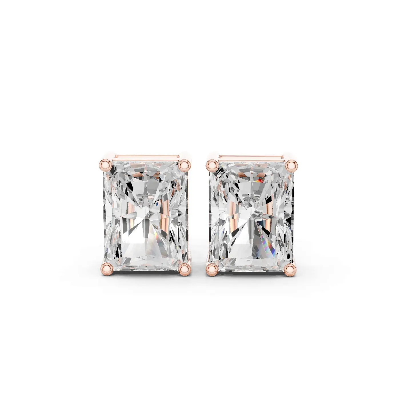 Boucles d'oreilles Puces Tournesol 2,25 ct en or rose 18 carats, diamant radiant, vue 1