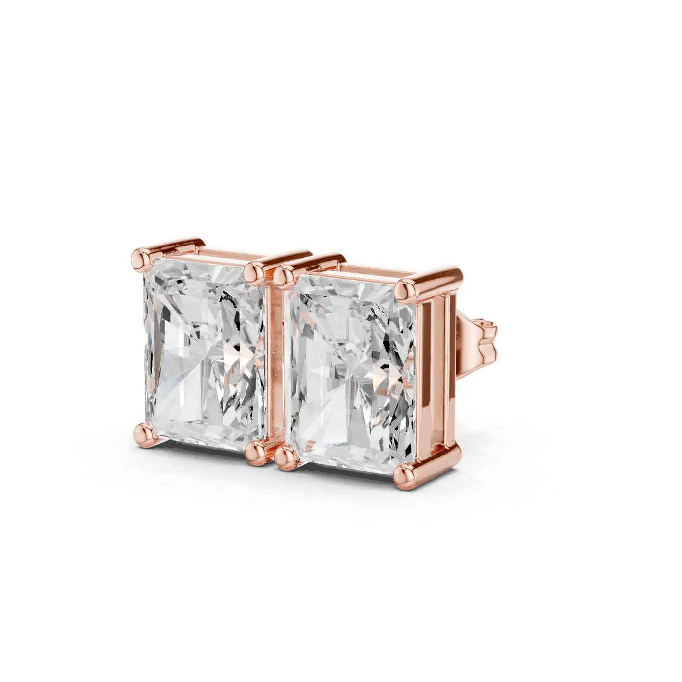 Boucles d'oreilles Puces Tournesol 2,75 ct en or rose 18 carats, diamant radiant, vue 2