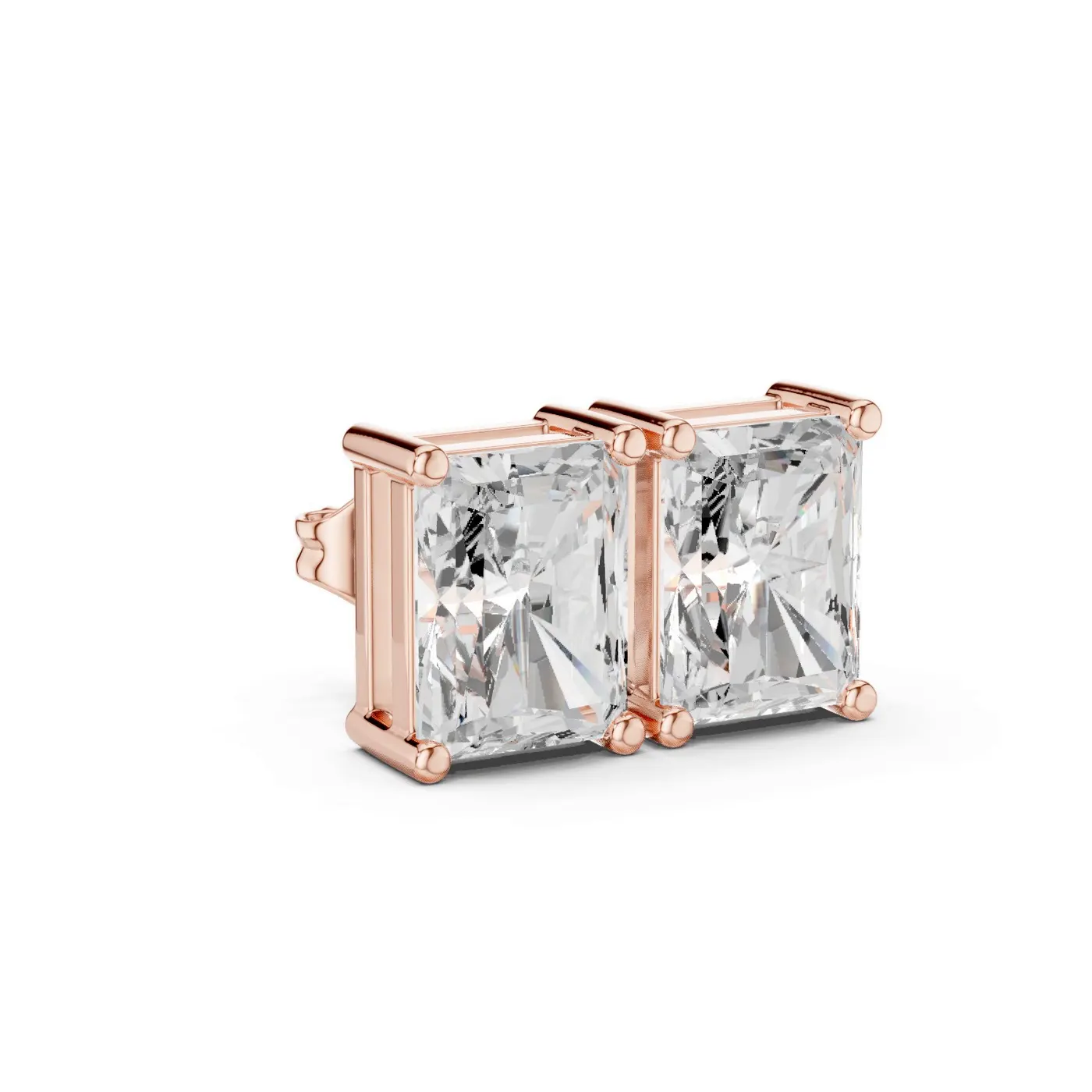 Boucles d'oreilles Puces Tournesol 2,75 ct en or rose 18 carats, diamant radiant, vue 3