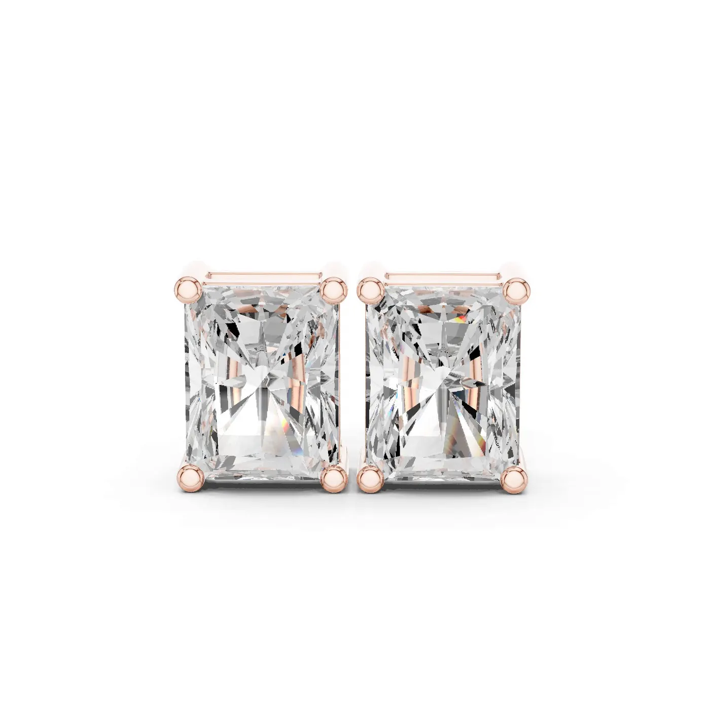 Boucles d'oreilles Puces Tournesol 3,00 ct en or rose 18 carats, diamant radiant, vue 1