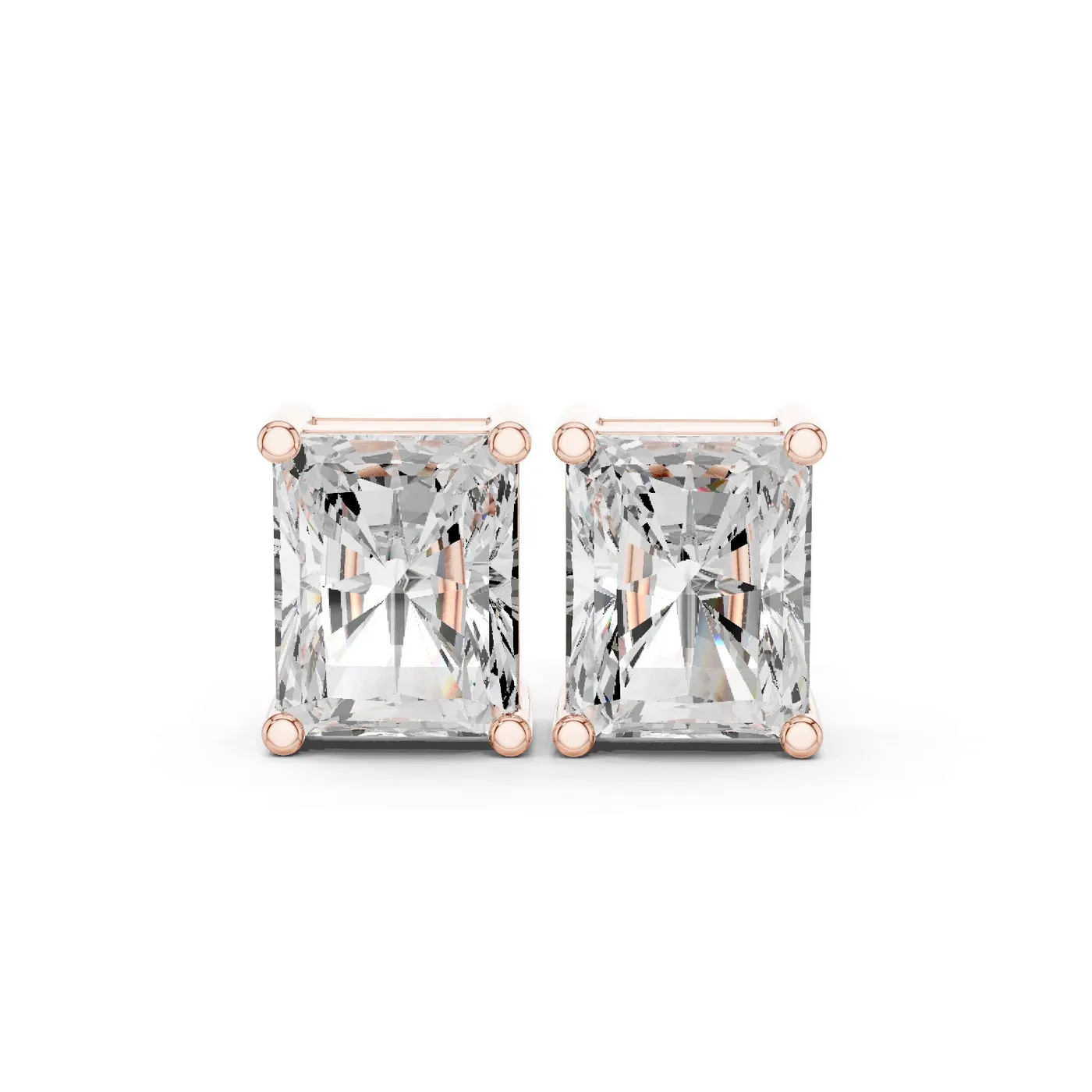 Boucles d'oreilles Puces Tournesol 3,25 ct en or rose 18 carats, diamant radiant, vue 1