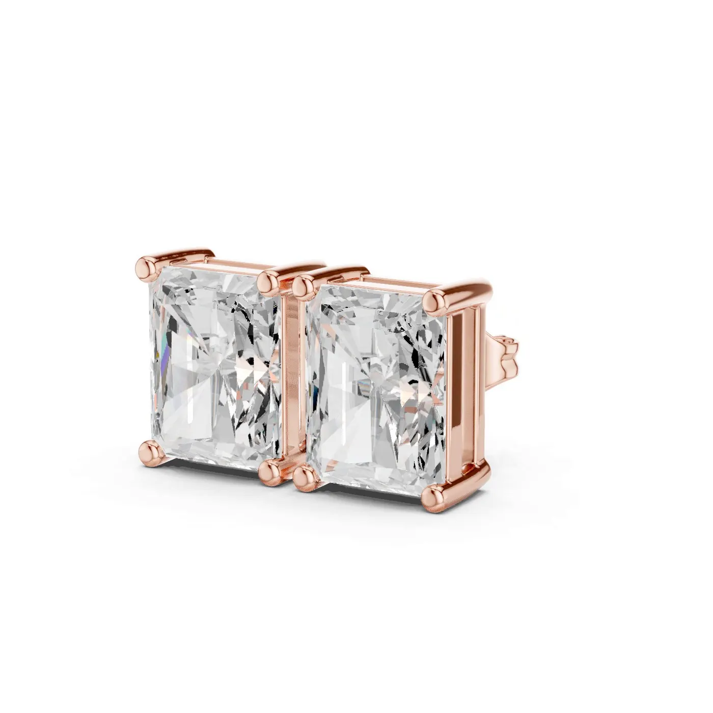 Boucles d'oreilles Puces Tournesol 3,50 ct en or rose 18 carats, diamant radiant, vue 2