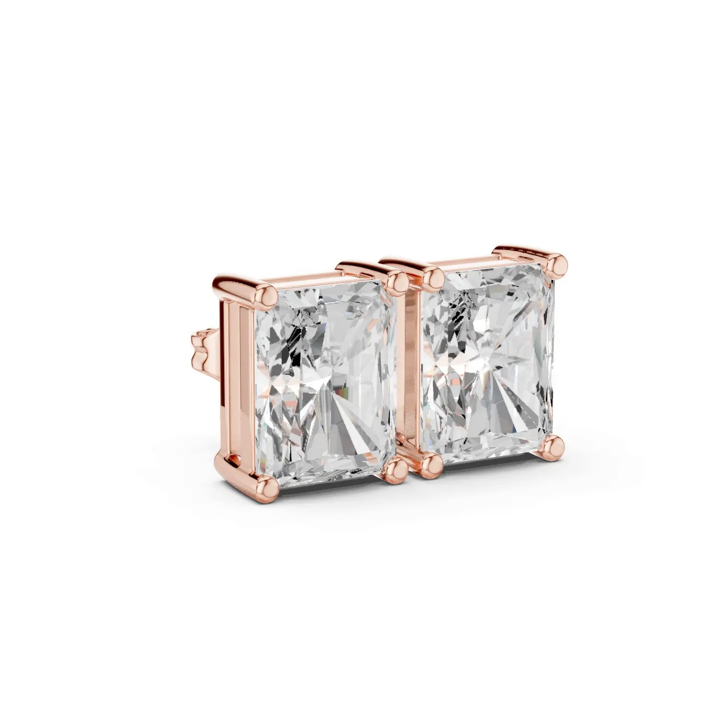Boucles d'oreilles Puces Tournesol 3,50 ct en or rose 18 carats, diamant radiant, vue 3