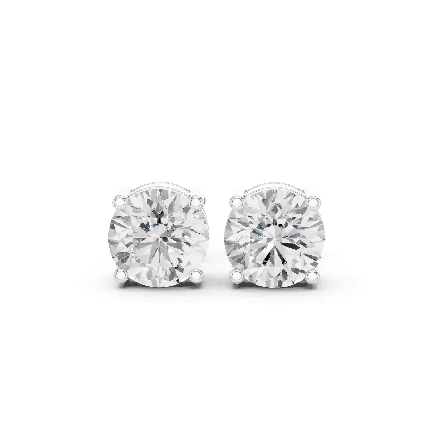 Boucles d'oreilles Puces Marguerite 0,50 ct en or blanc 18 carats, diamant rond, vue 1