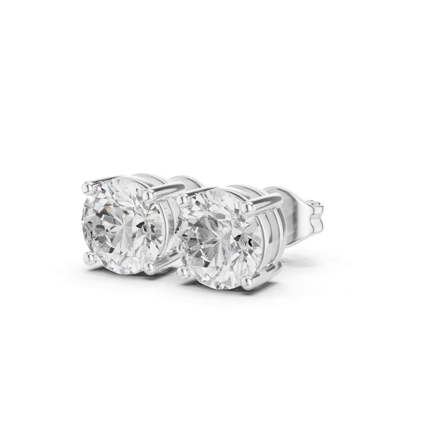 Boucles d'oreilles Puces Marguerite 0,50 ct en or blanc 18 carats, diamant rond, vue 2