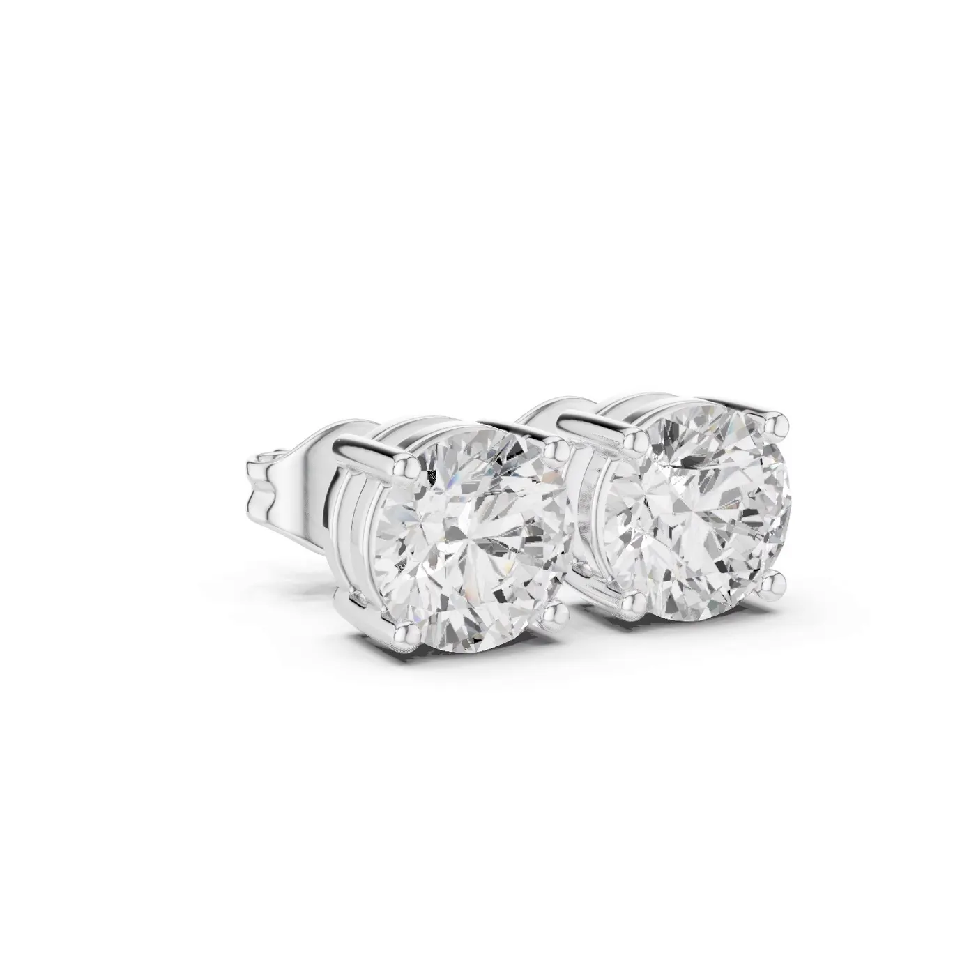 Boucles d'oreilles Puces Marguerite 0,50 ct en or blanc 18 carats, diamant rond, vue 3