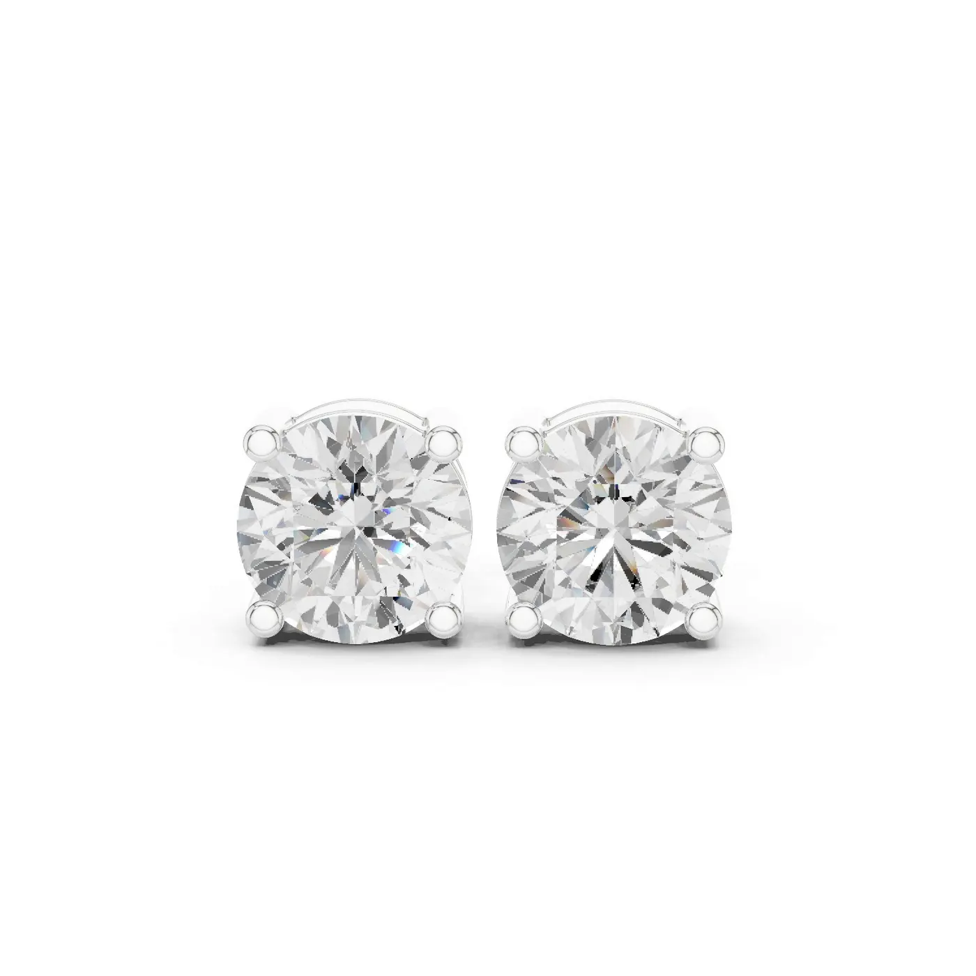 Boucles d'oreilles Puces Marguerite 0,75 ct en or blanc 18 carats, diamant rond, vue 1
