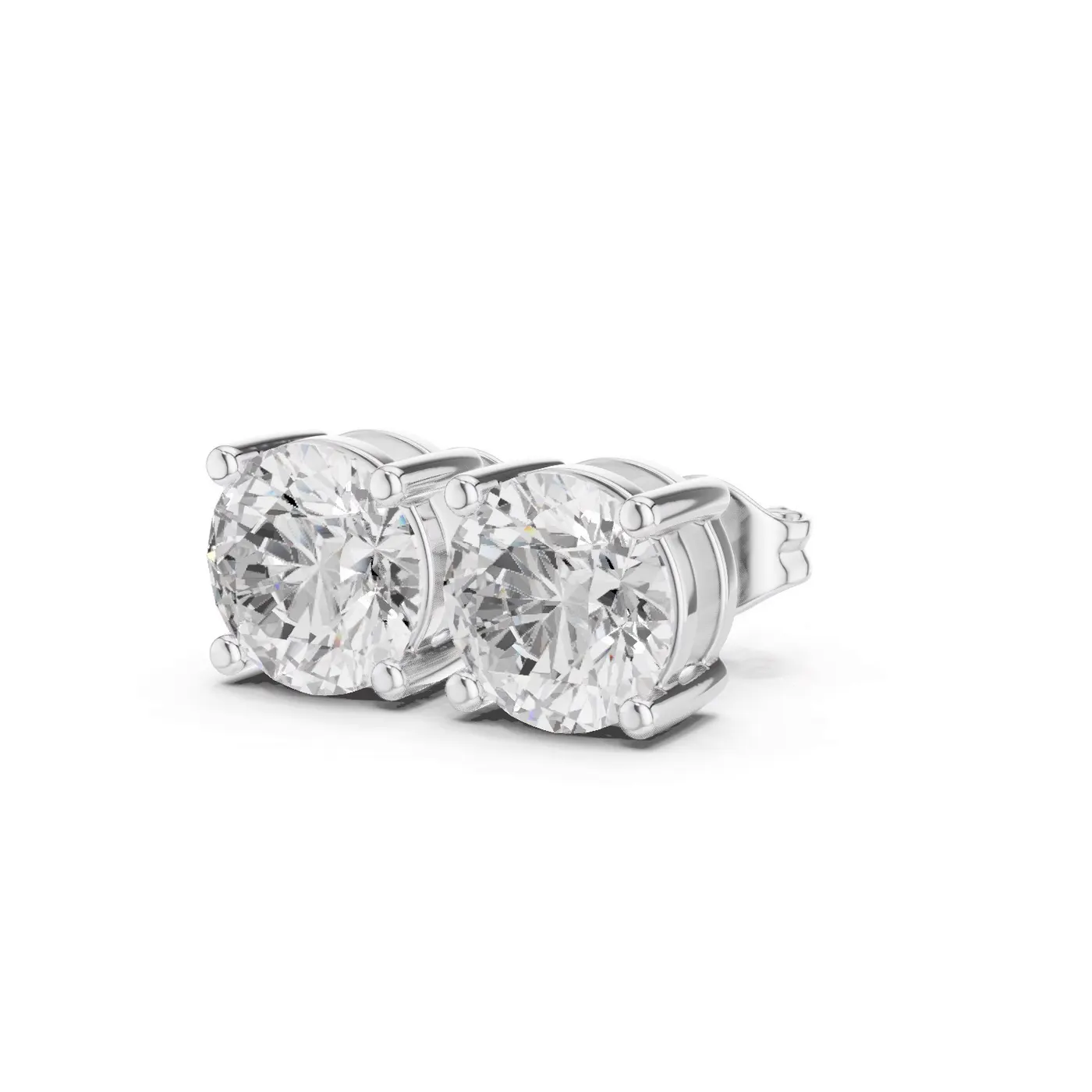 Boucles d'oreilles Puces Marguerite 0,75 ct en or blanc 18 carats, diamant rond, vue 2