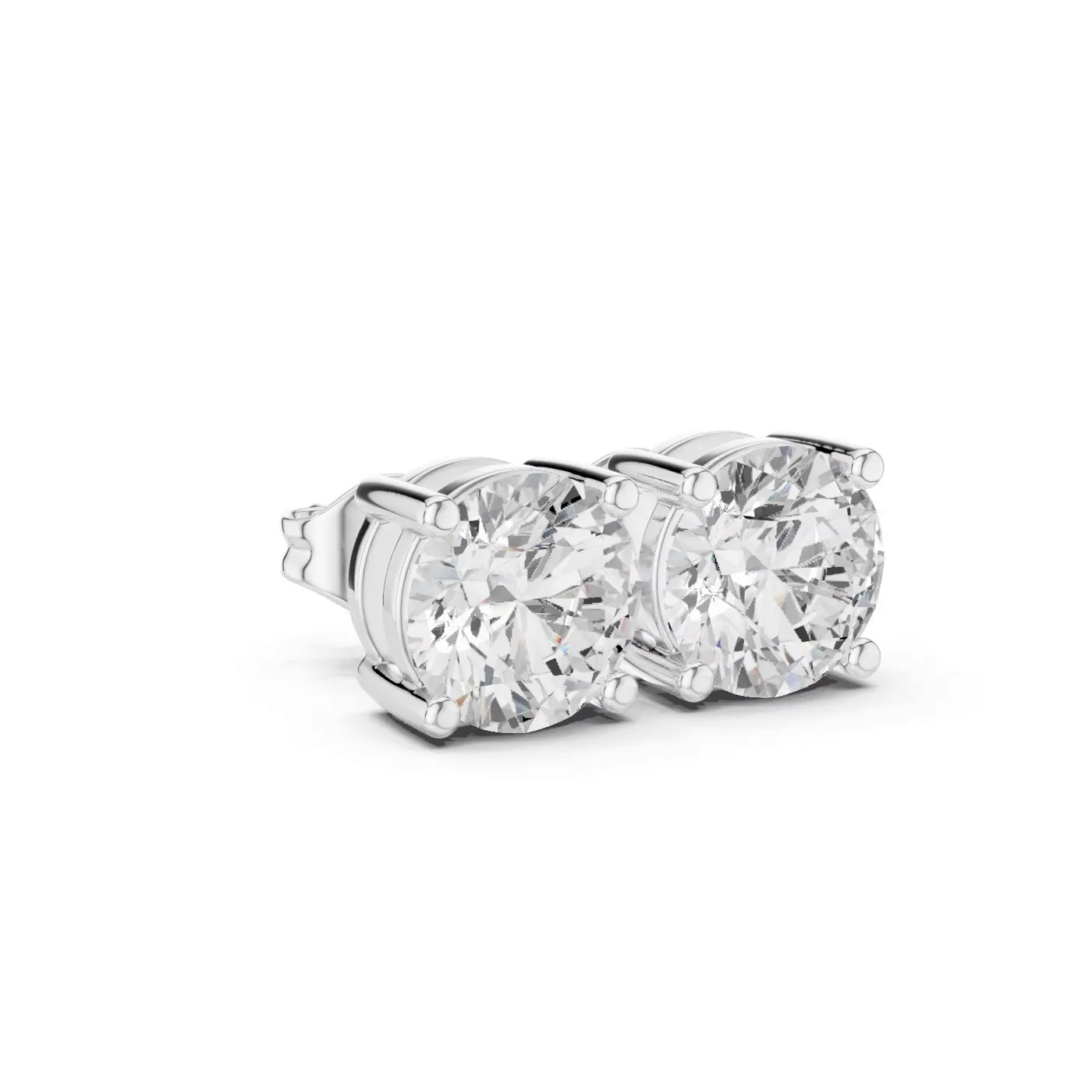 Boucles d'oreilles Puces Marguerite 0,75 ct en or blanc 18 carats, diamant rond, vue 3