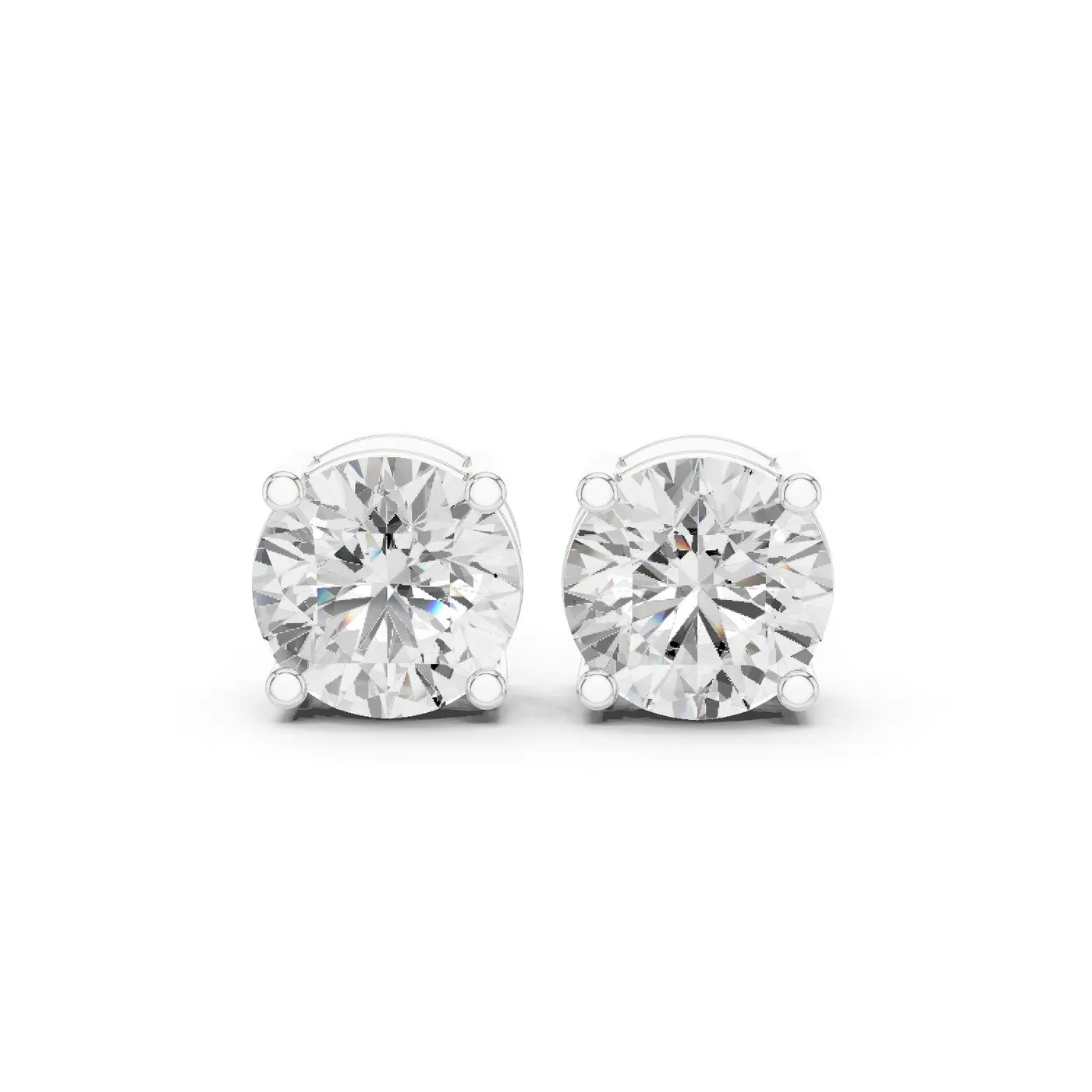 Boucles d'oreilles Puces Marguerite 1,00 ct en or blanc 18 carats, diamant rond, vue 1