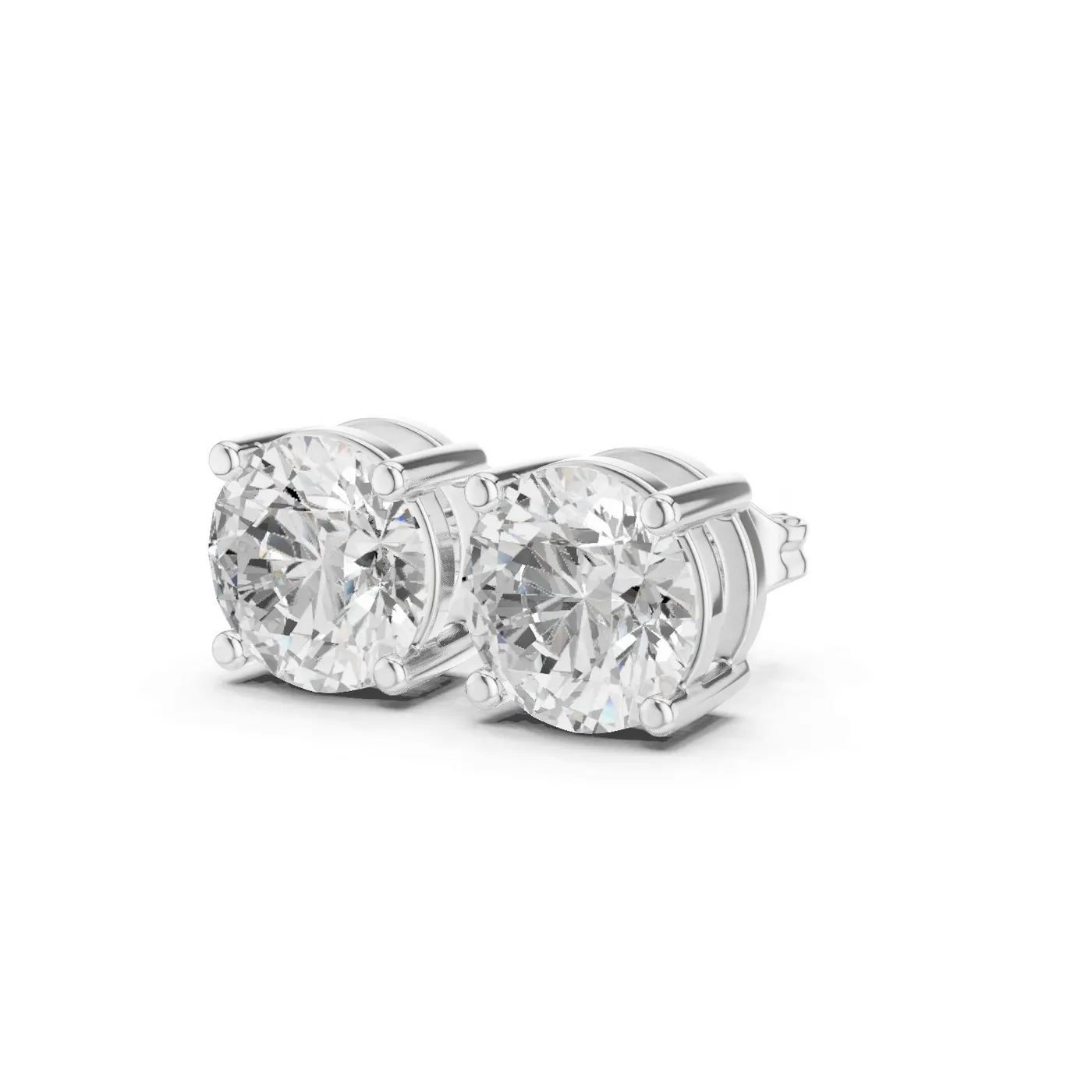 Boucles d'oreilles Puces Marguerite 1,00 ct en or blanc 18 carats, diamant rond, vue 2