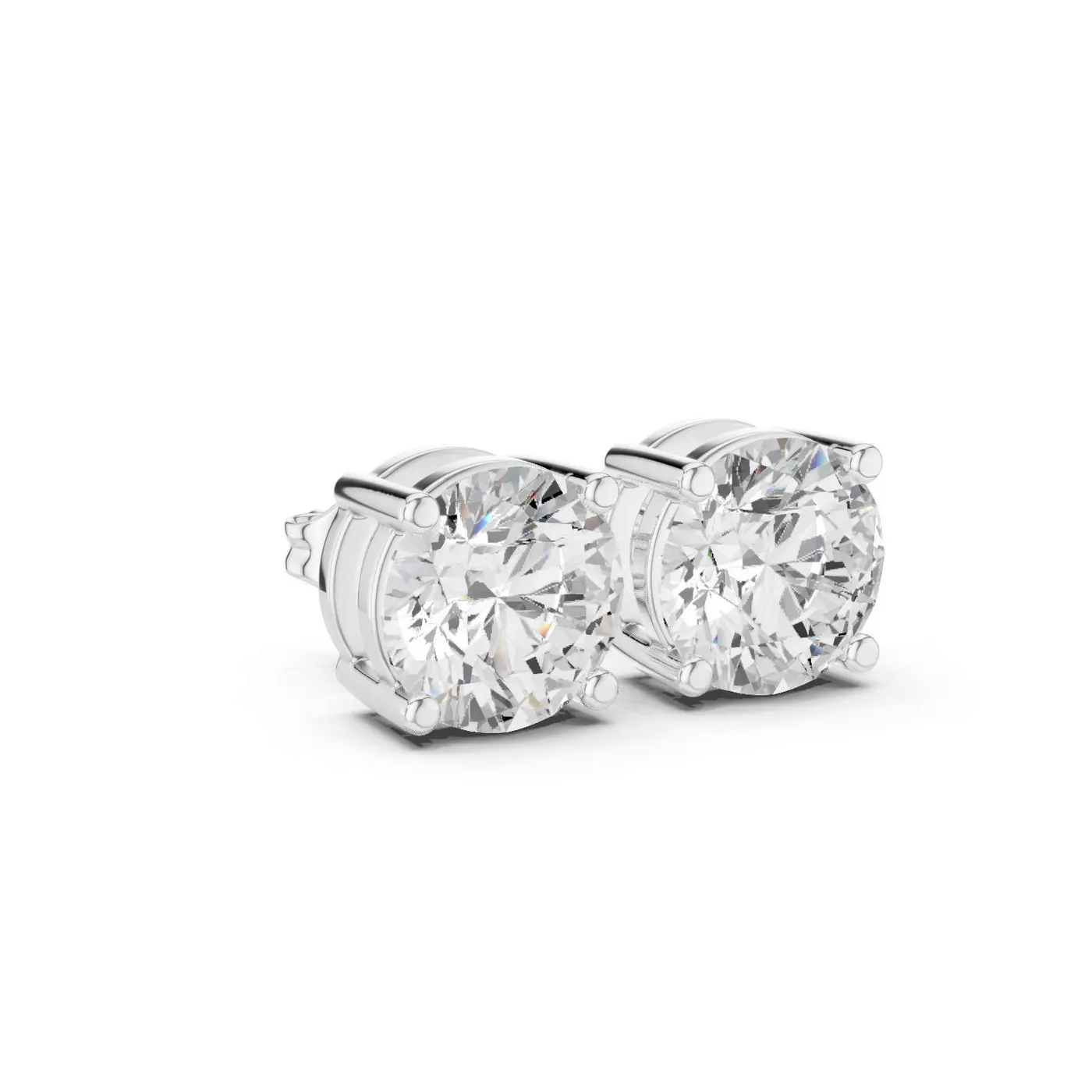 Boucles d'oreilles Puces Marguerite 1,00 ct en or blanc 18 carats, diamant rond, vue 3