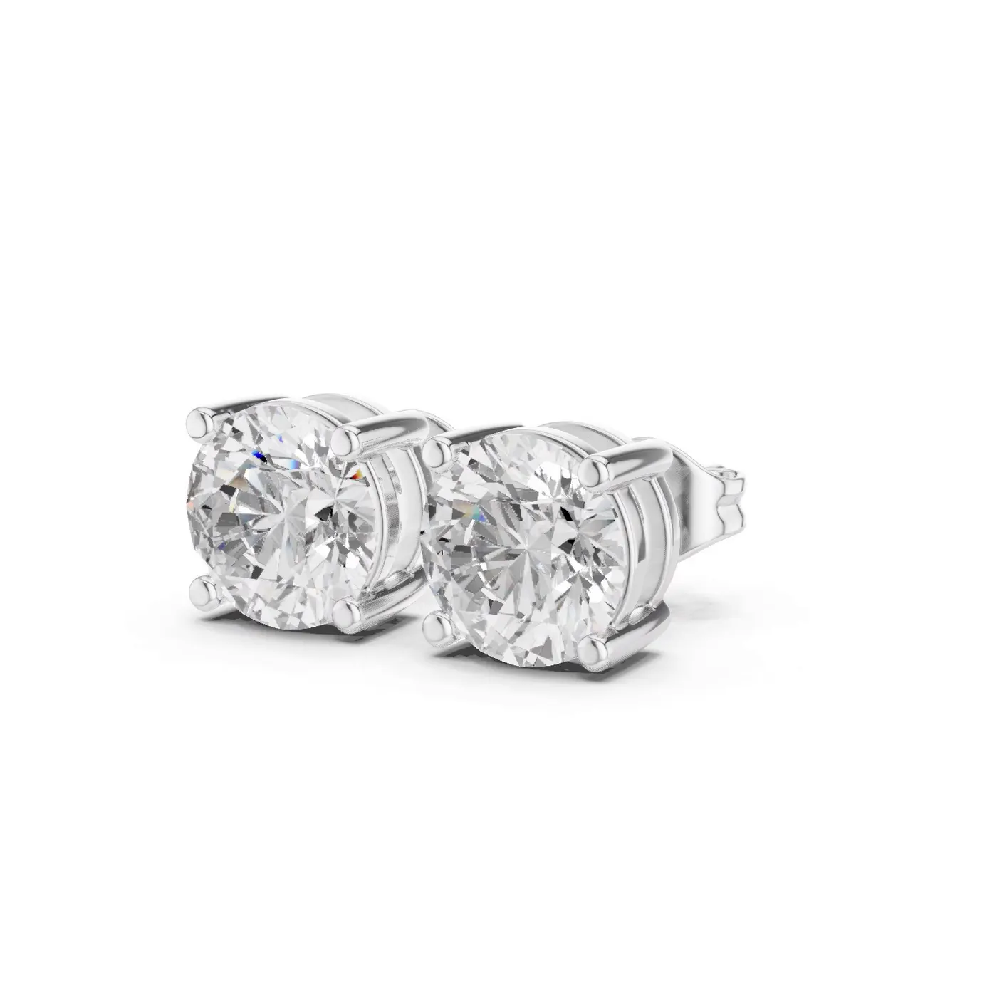 Boucles d'oreilles Puces Marguerite 1,25 ct en or blanc 18 carats, diamant rond, vue 2