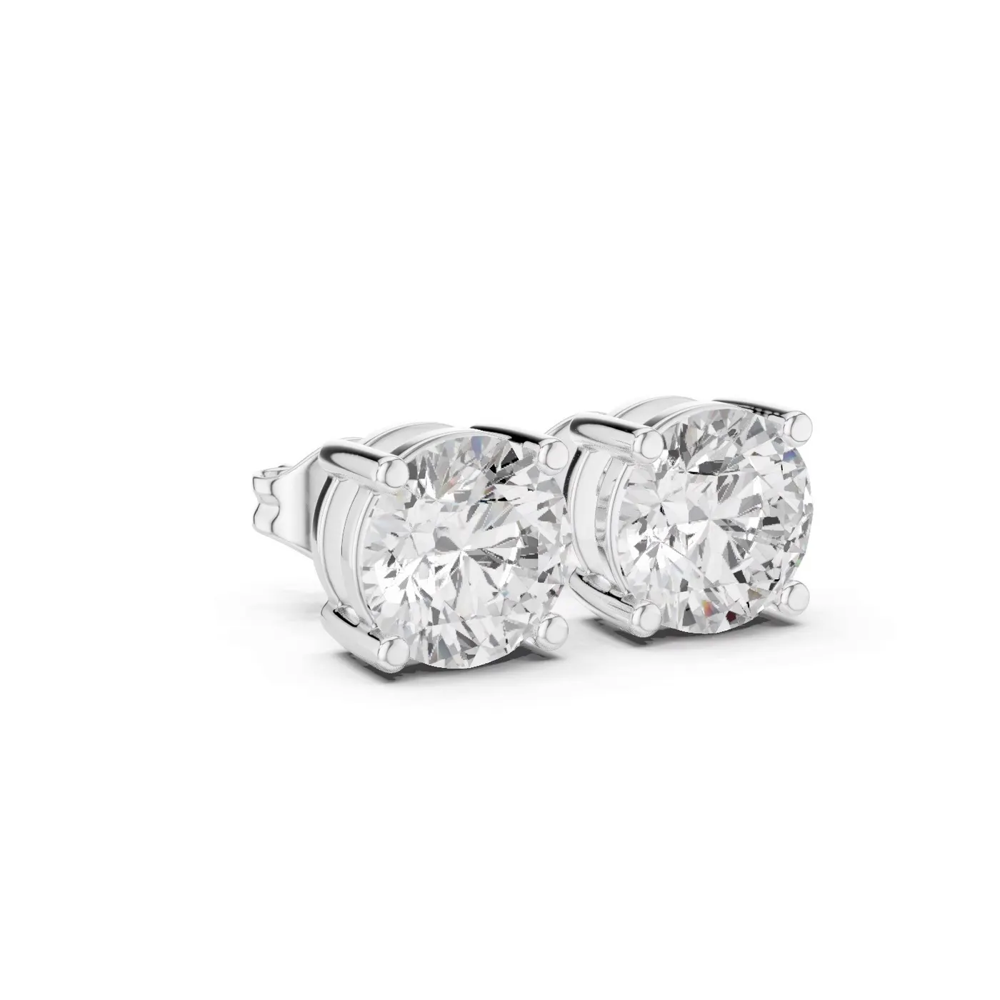Boucles d'oreilles Puces Marguerite 1,25 ct en or blanc 18 carats, diamant rond, vue 3
