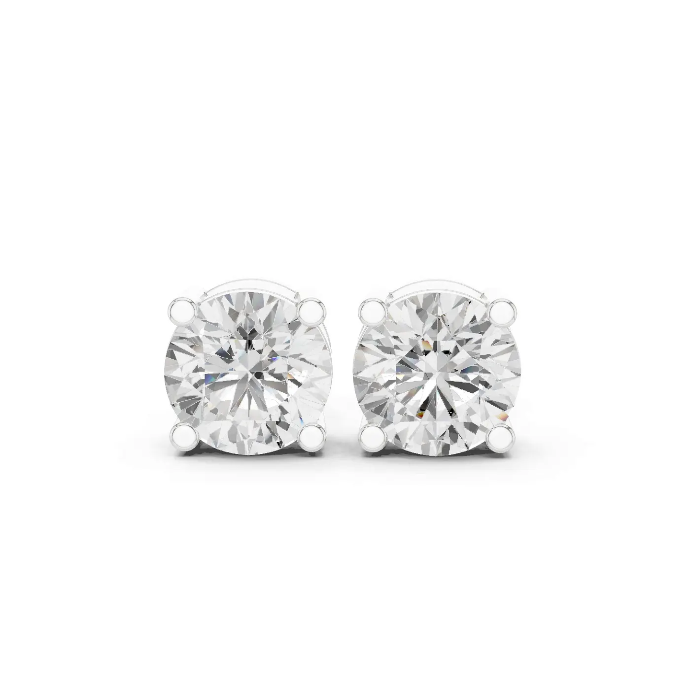 Boucles d'oreilles Puces Marguerite 1,50 ct en or blanc 18 carats, diamant rond, vue 1