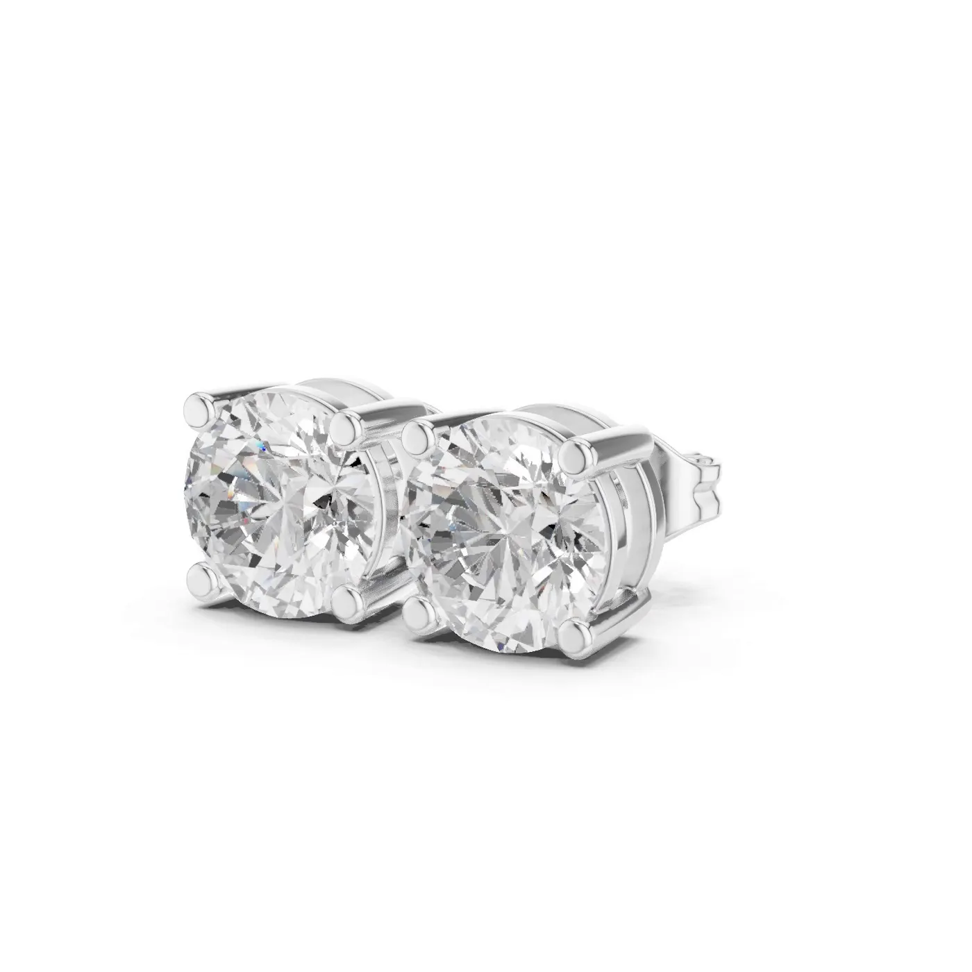 Boucles d'oreilles Puces Marguerite 1,50 ct en or blanc 18 carats, diamant rond, vue 2