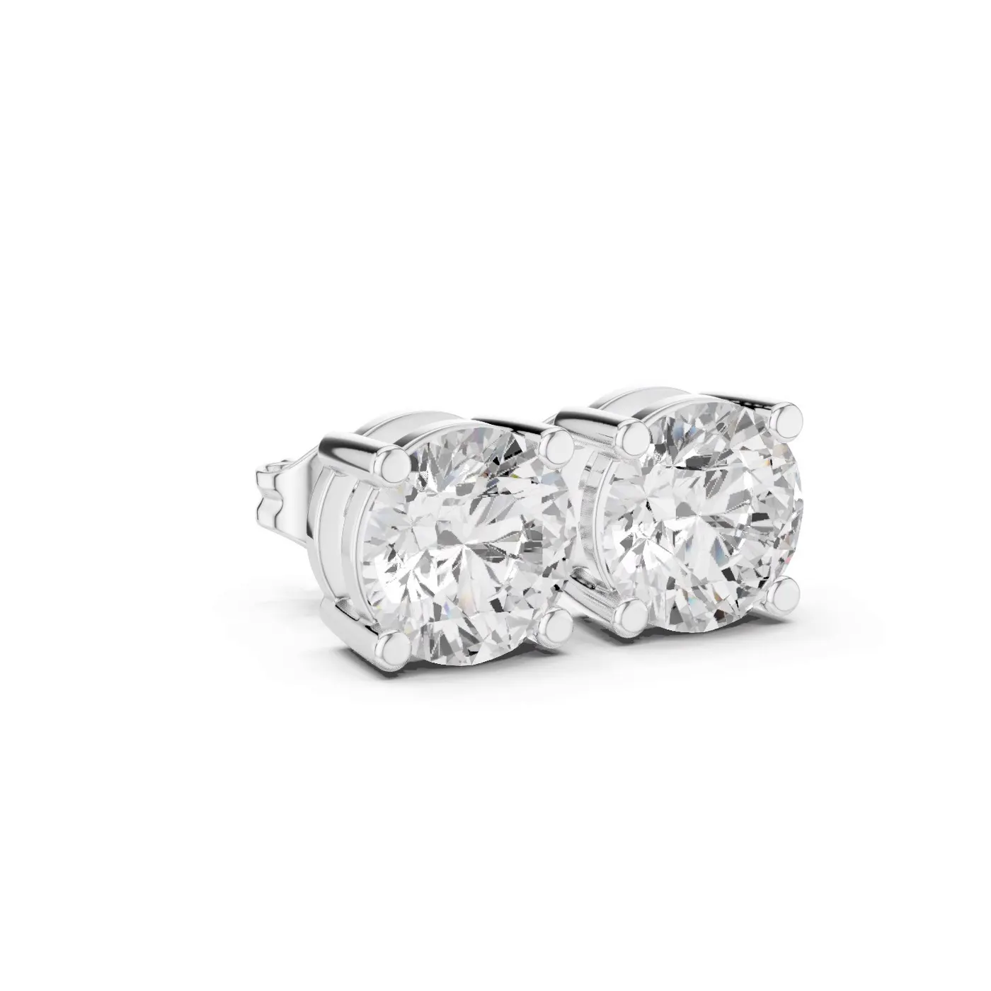 Boucles d'oreilles Puces Marguerite 1,50 ct en or blanc 18 carats, diamant rond, vue 3