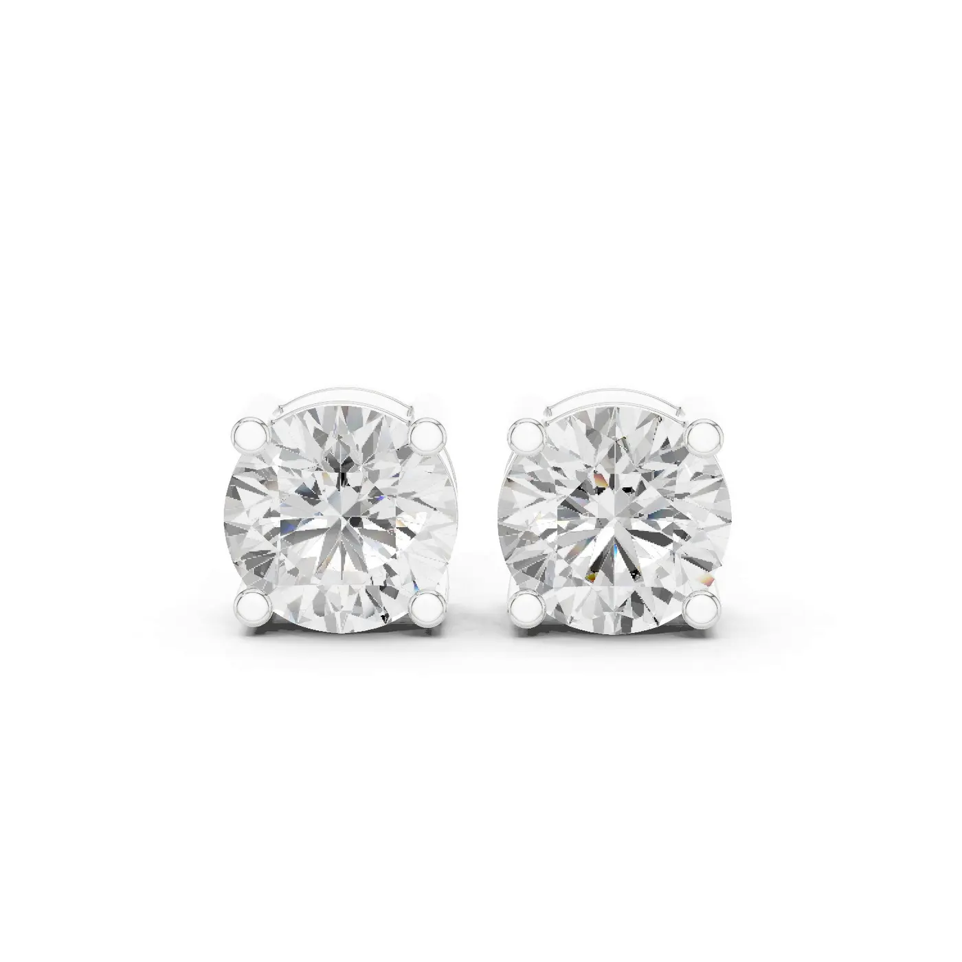 Boucles d'oreilles Puces Marguerite 1,75 ct en or blanc 18 carats, diamant rond, vue 1