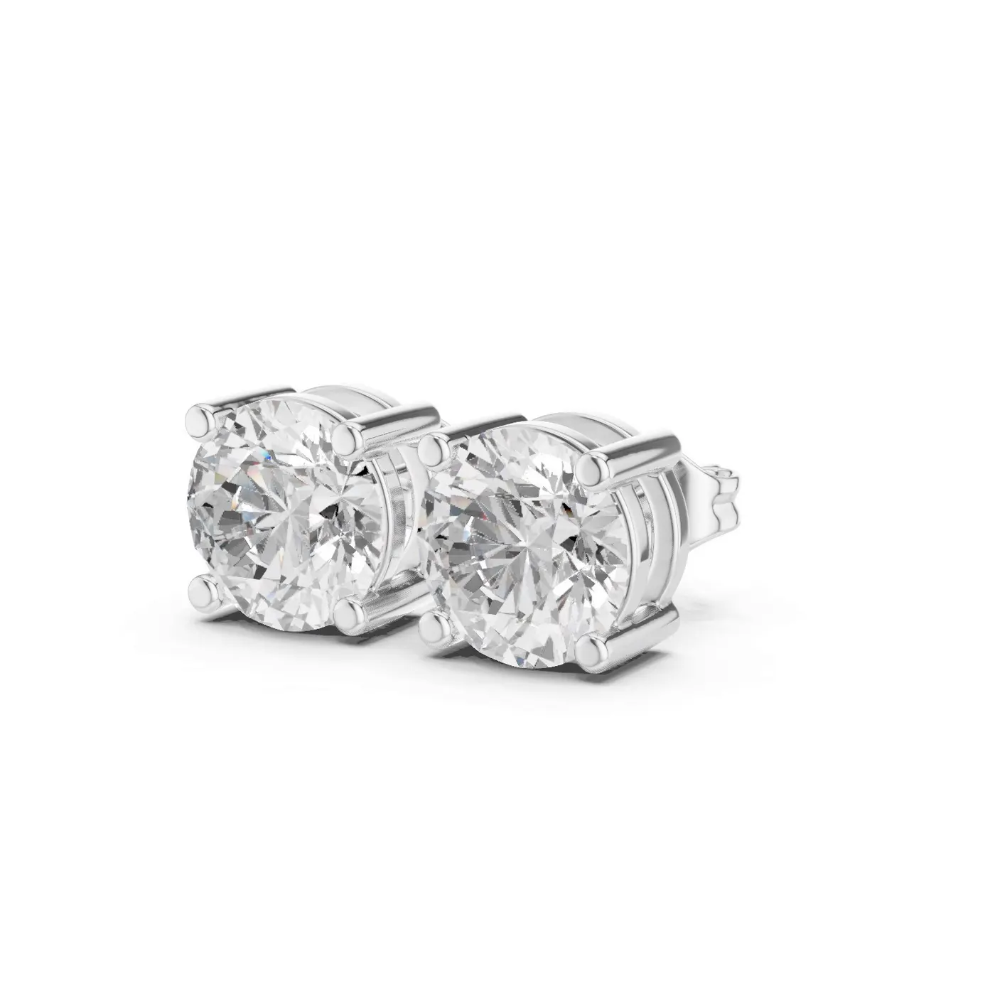Boucles d'oreilles Puces Marguerite 1,75 ct en or blanc 18 carats, diamant rond, vue 2