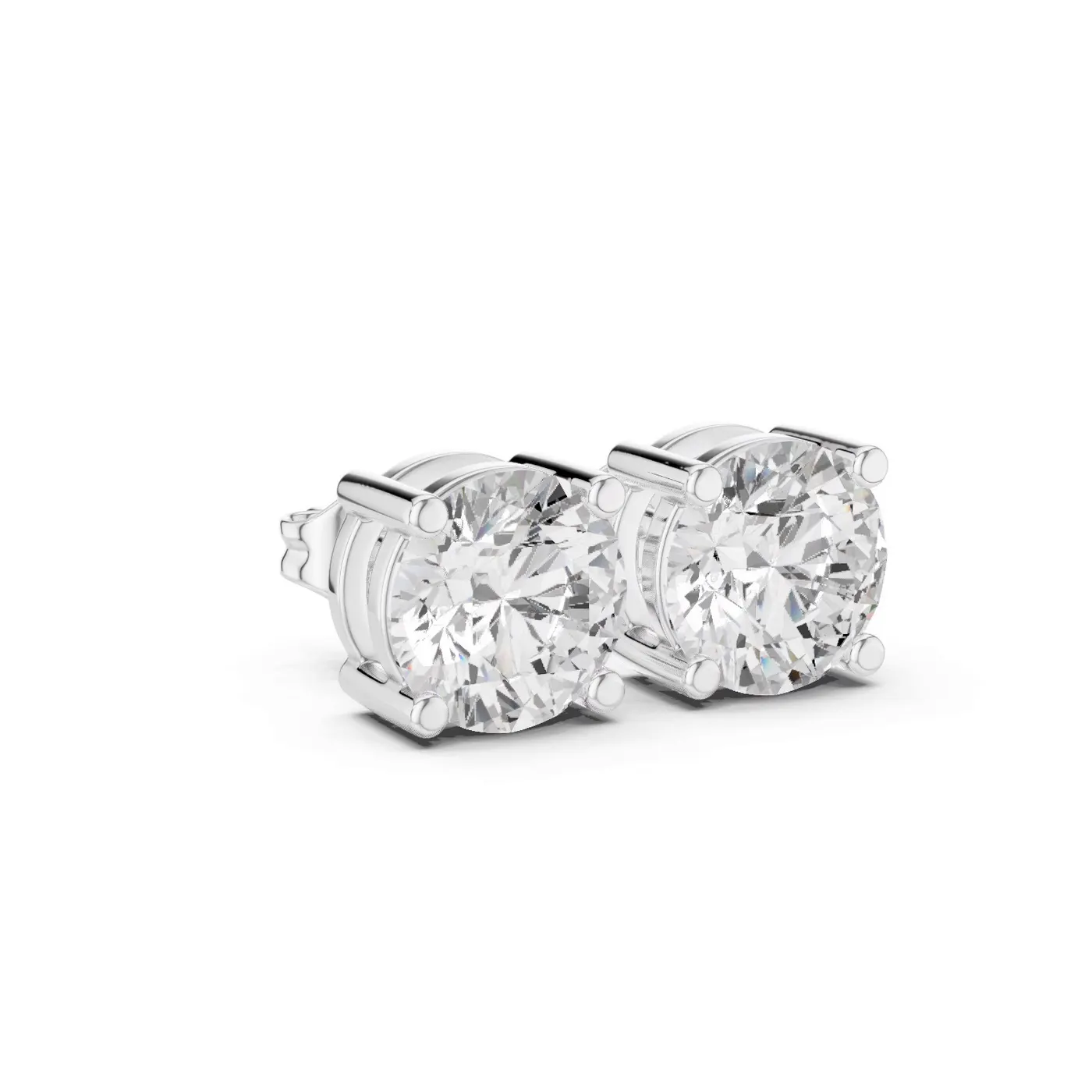 Boucles d'oreilles Puces Marguerite 1,75 ct en or blanc 18 carats, diamant rond, vue 3