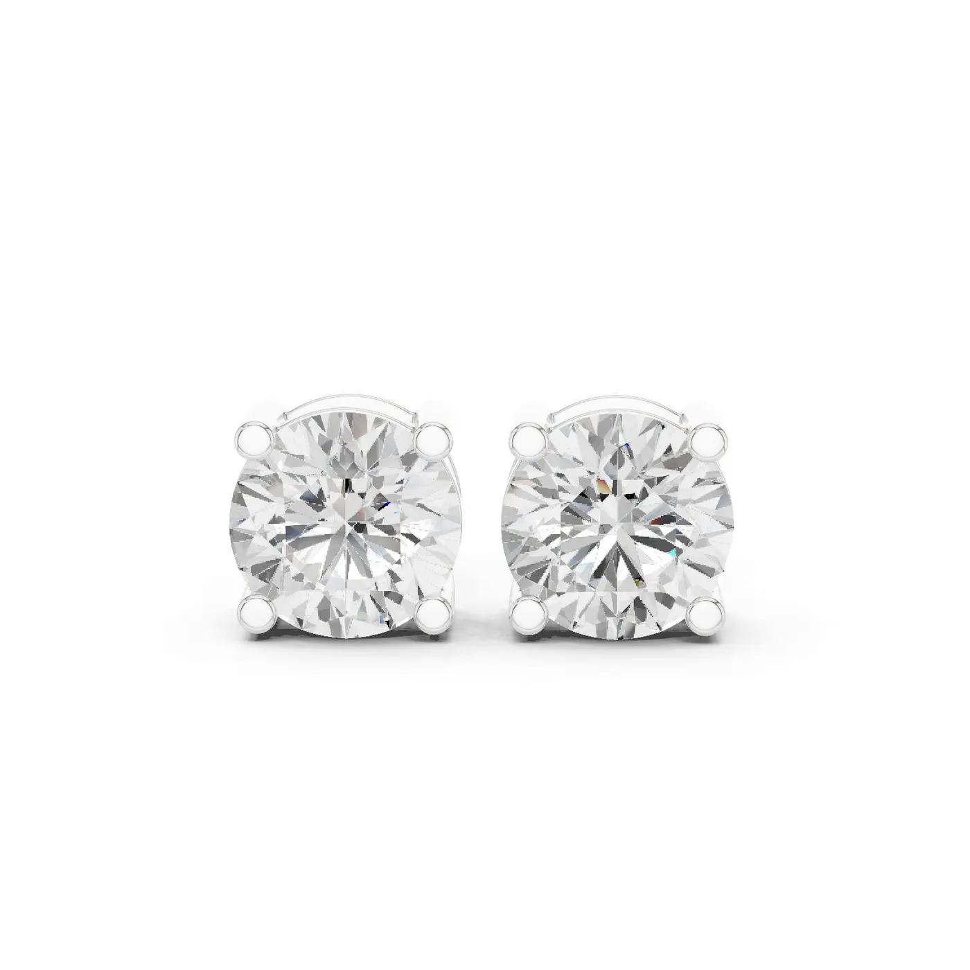 Boucles d'oreilles Puces Marguerite 2,00 ct en or blanc 18 carats, diamant rond, vue 1