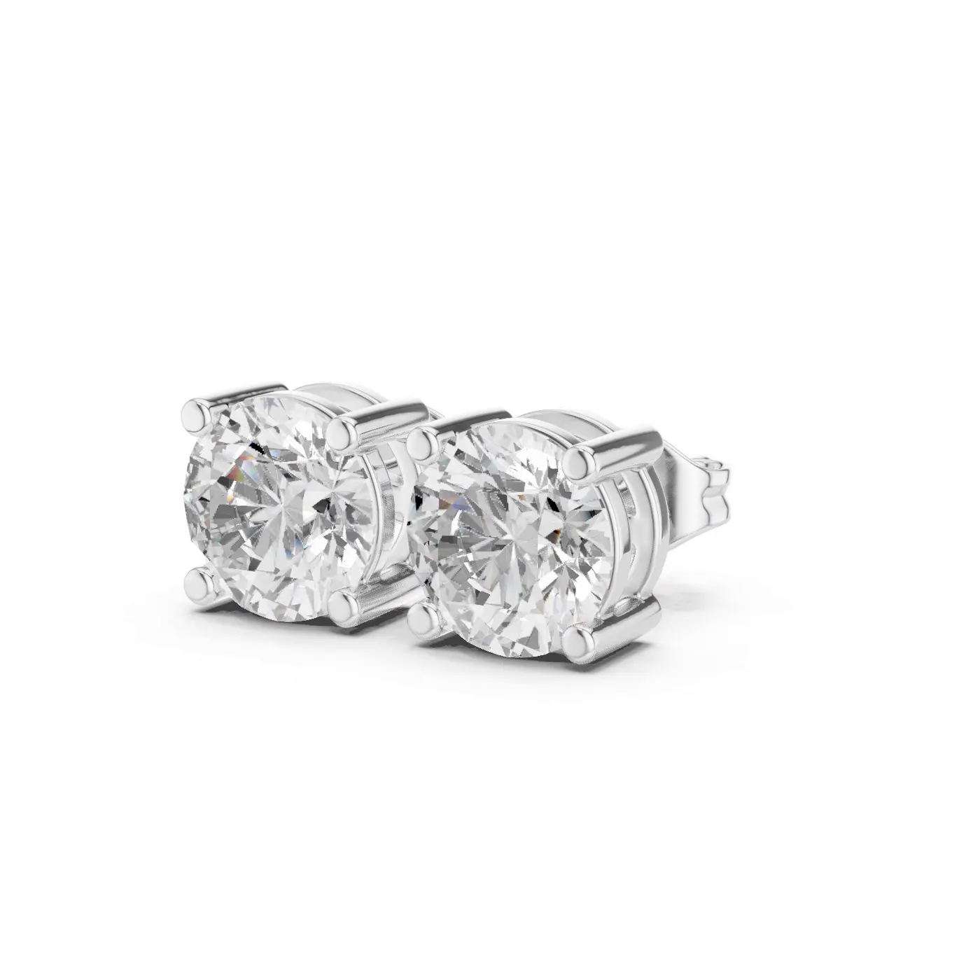 Boucles d'oreilles Puces Marguerite 2,00 ct en or blanc 18 carats, diamant rond, vue 2