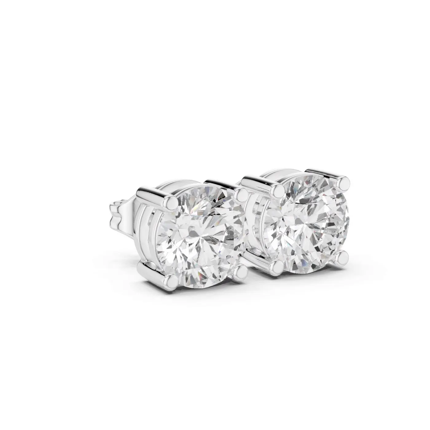 Boucles d'oreilles Puces Marguerite 2,00 ct en or blanc 18 carats, diamant rond, vue 3
