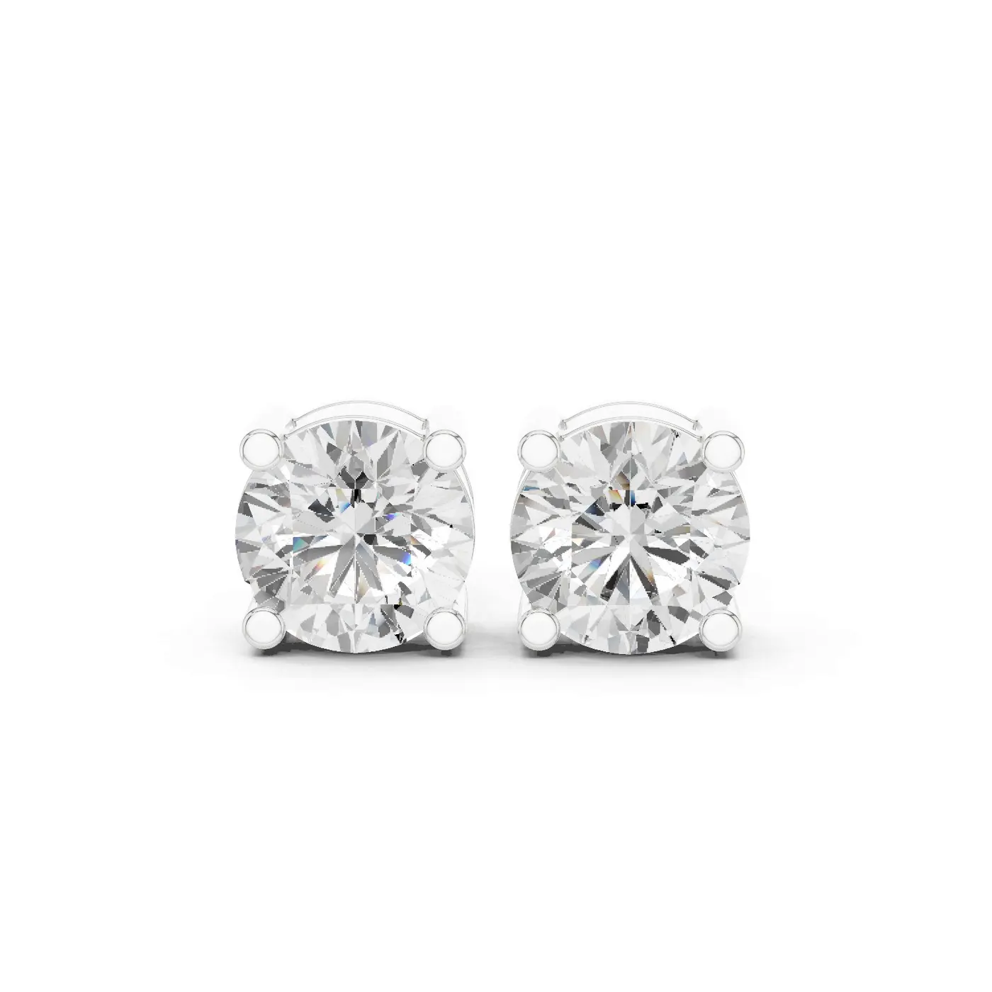 Boucles d'oreilles Puces Marguerite 2,25 ct en or blanc 18 carats, diamant rond, vue 1
