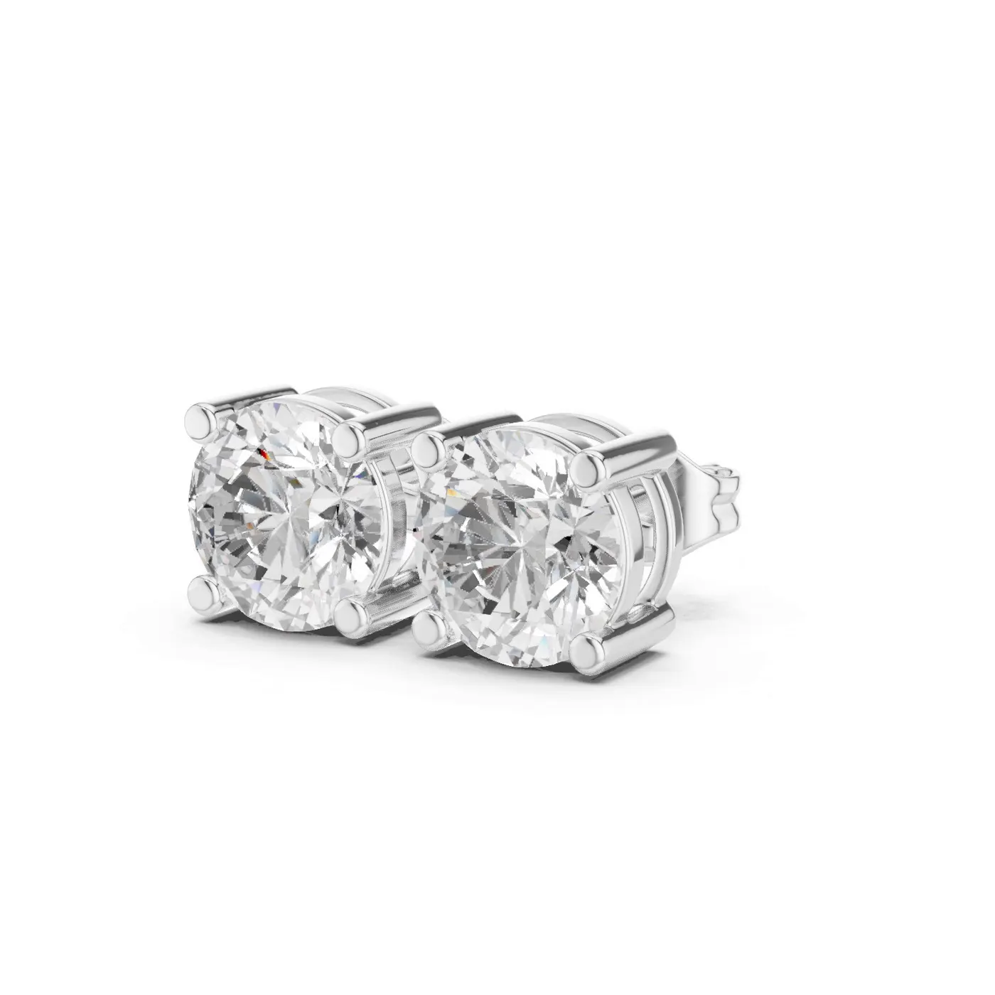 Boucles d'oreilles Puces Marguerite 2,25 ct en or blanc 18 carats, diamant rond, vue 2